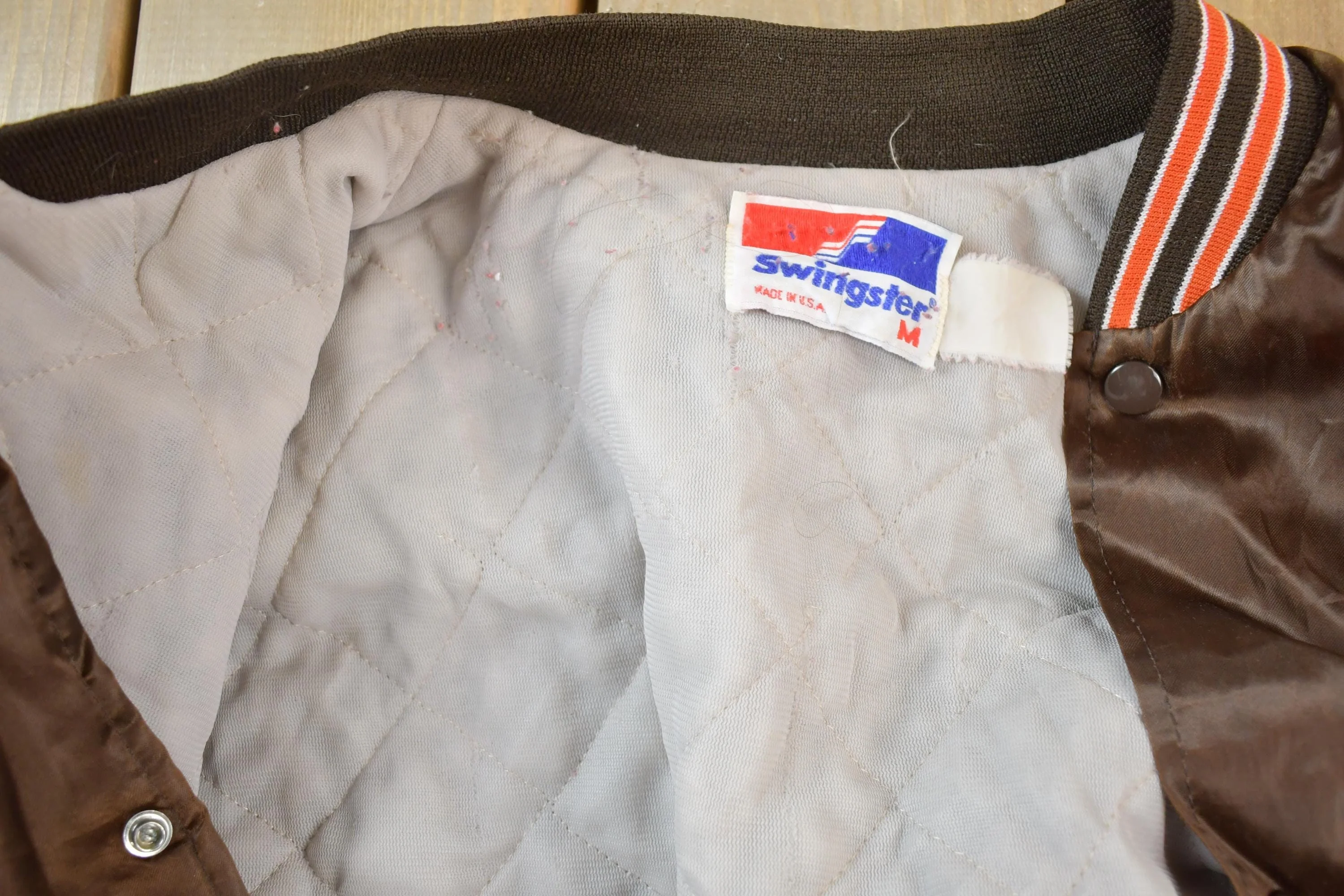 Vintage 1990s Chicago Bears Satin Button Up NFL Football Swingster Jacket Men's M - Image 3
