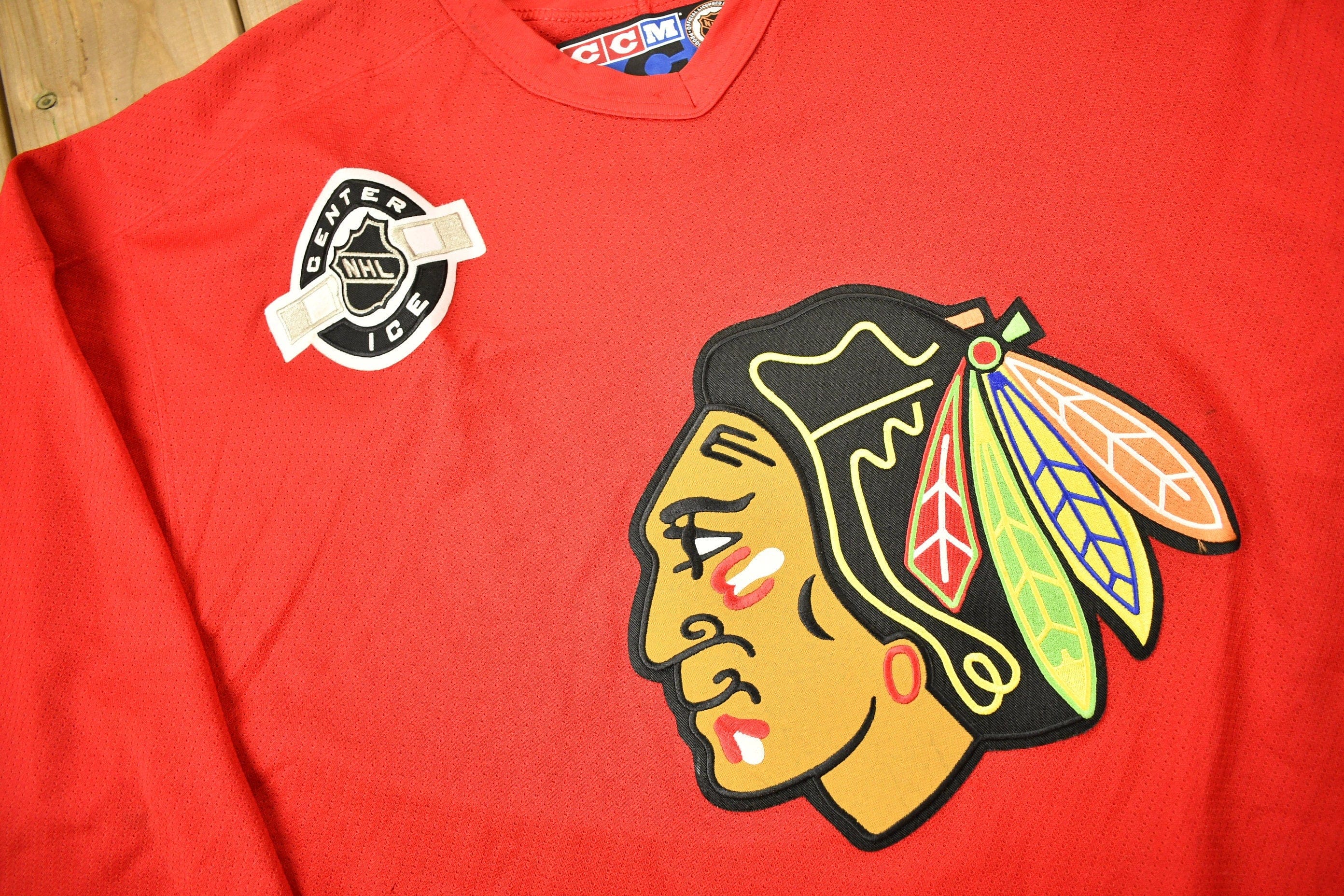 Vintage 1990s Chicago Black Hawks NHL Hockey Jersey Men's Large - Image 4