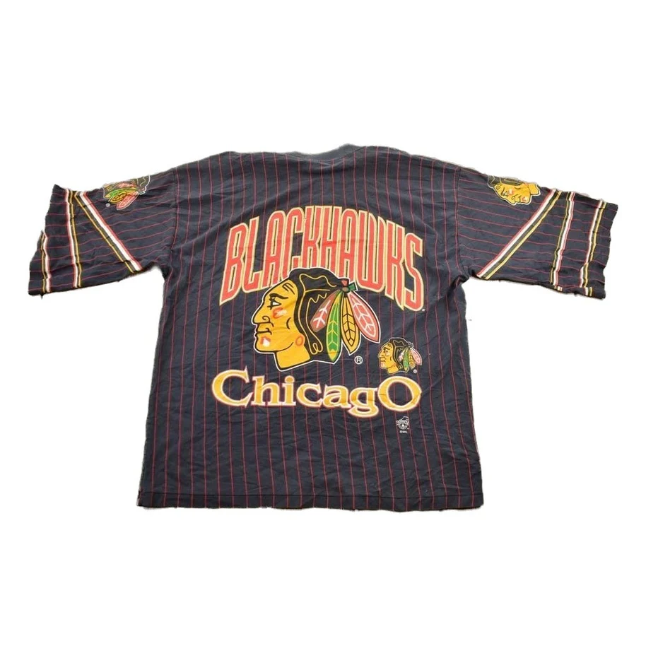Vintage 1990s Chicago Blackhawks NHL All Over Print Graphic T-Shirt Men's Large - Image 2