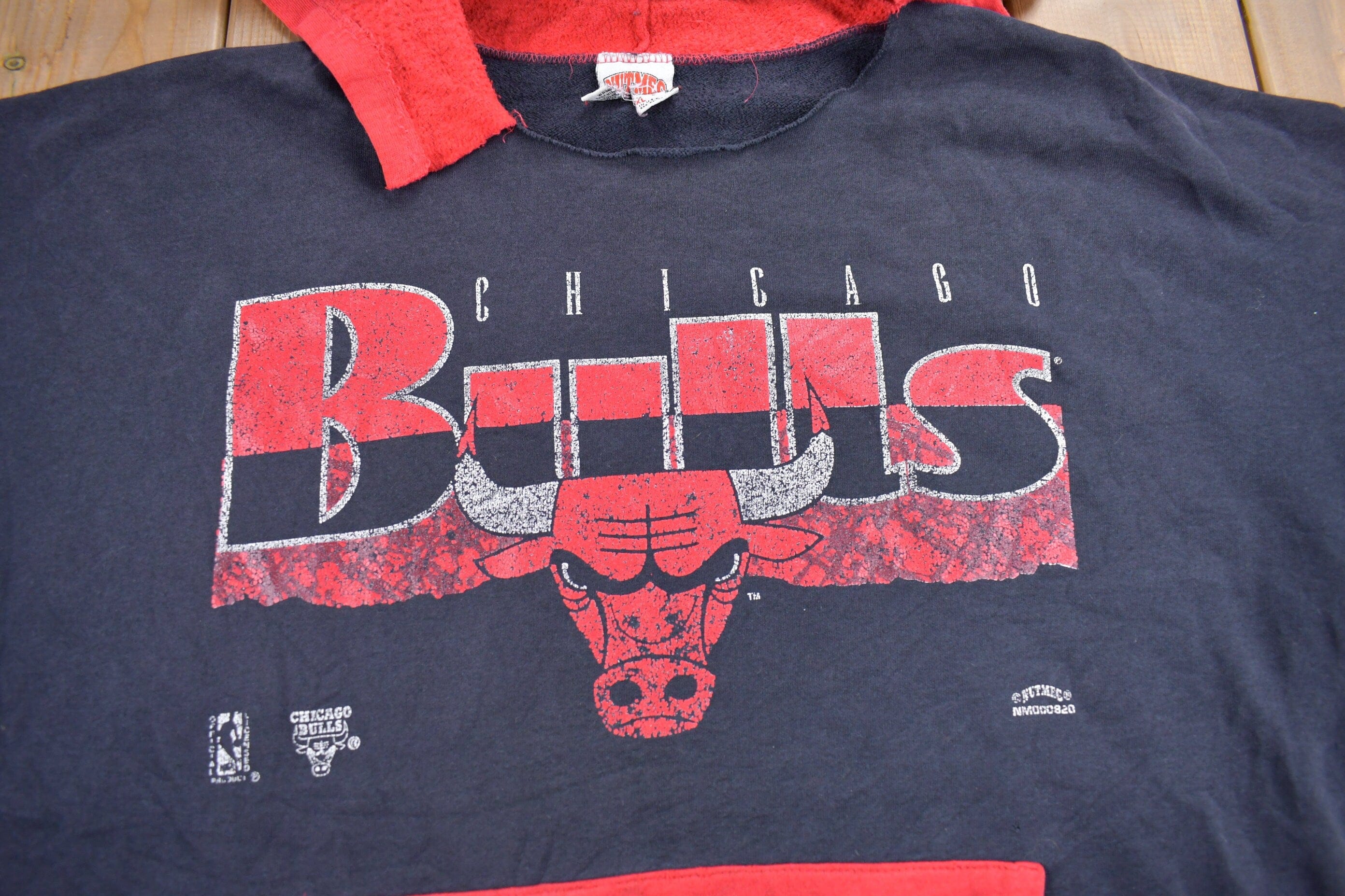 Vintage 1990s Chicago Bulls NBA Hoodie Made In USA Nutmeg Men's 2XL - Image 3
