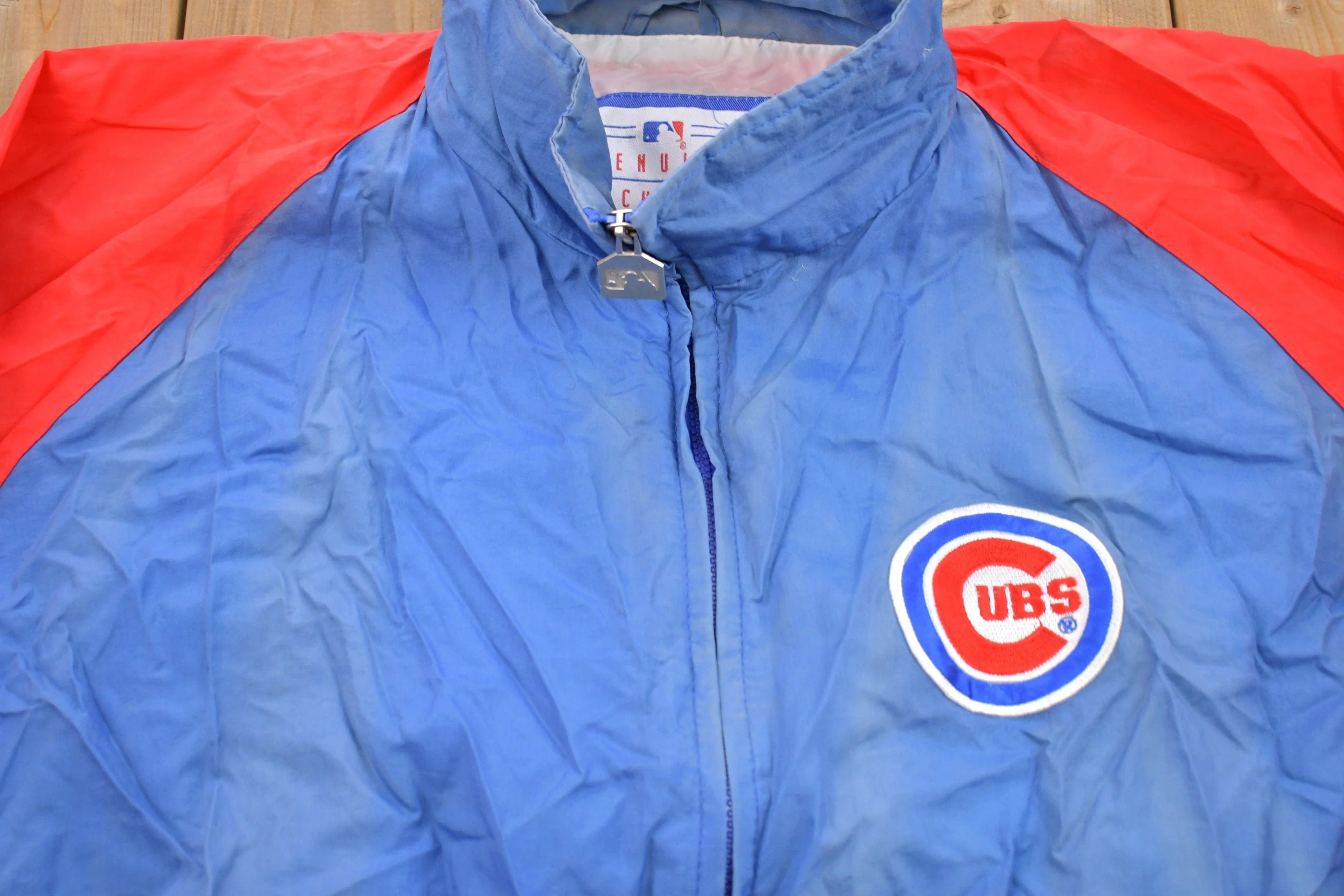 Vintage 1990s Chicago Cubs MLB Embroidered Logo Windbreaker Jacket Men's XL - Image 3