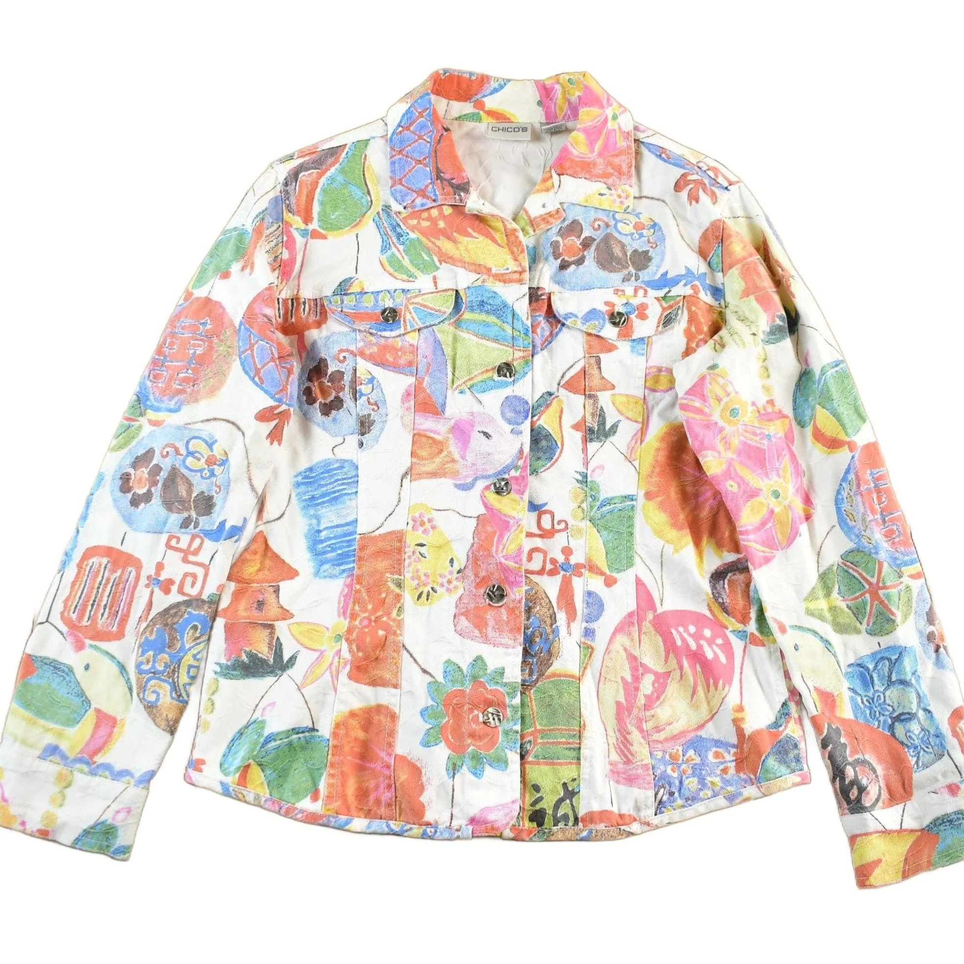 Vintage 1990s Chicos Design All Over Print Blazer Women's Small