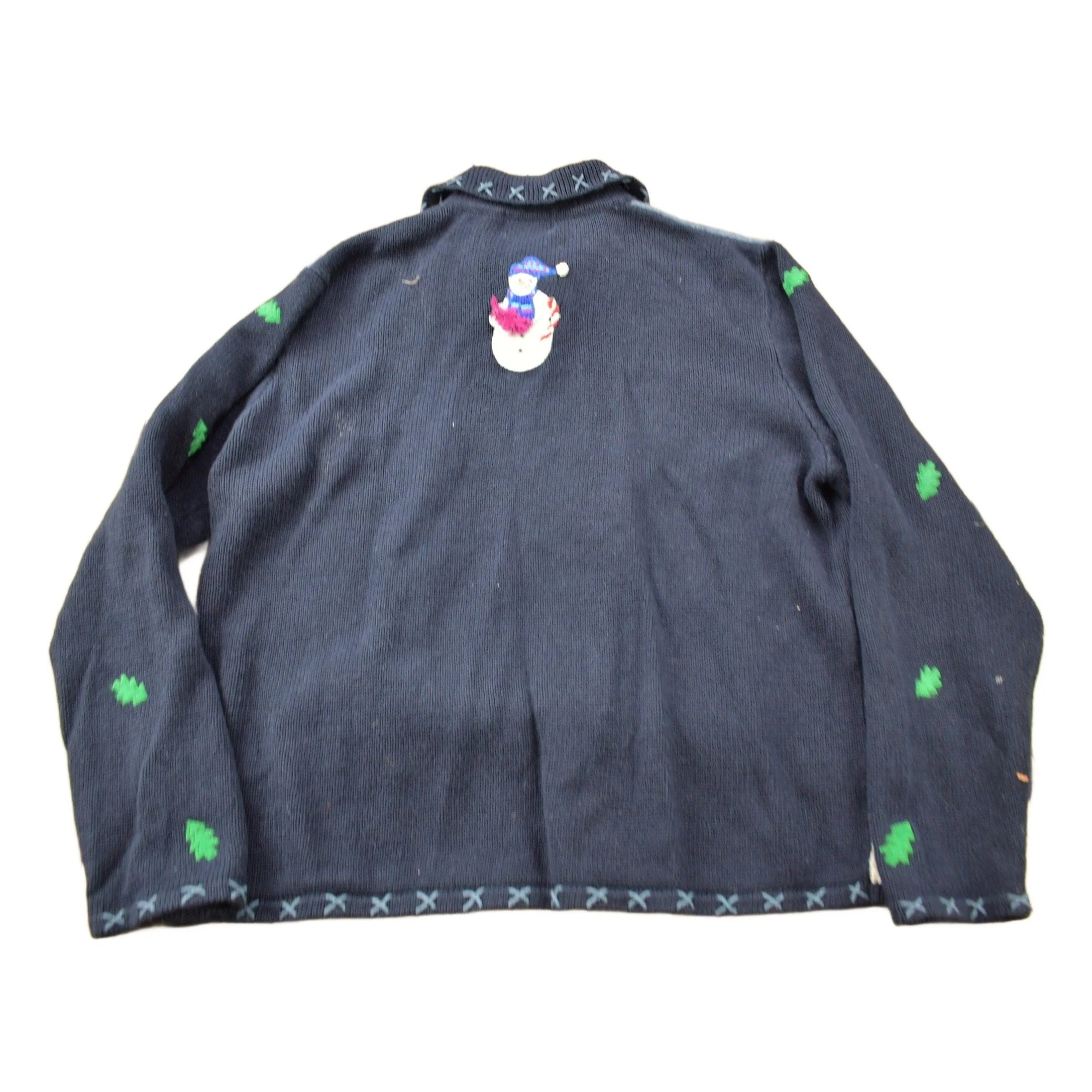 Vintage 1990s Christmas Theme Cut N Sew Sweater Men's Large - Image 2