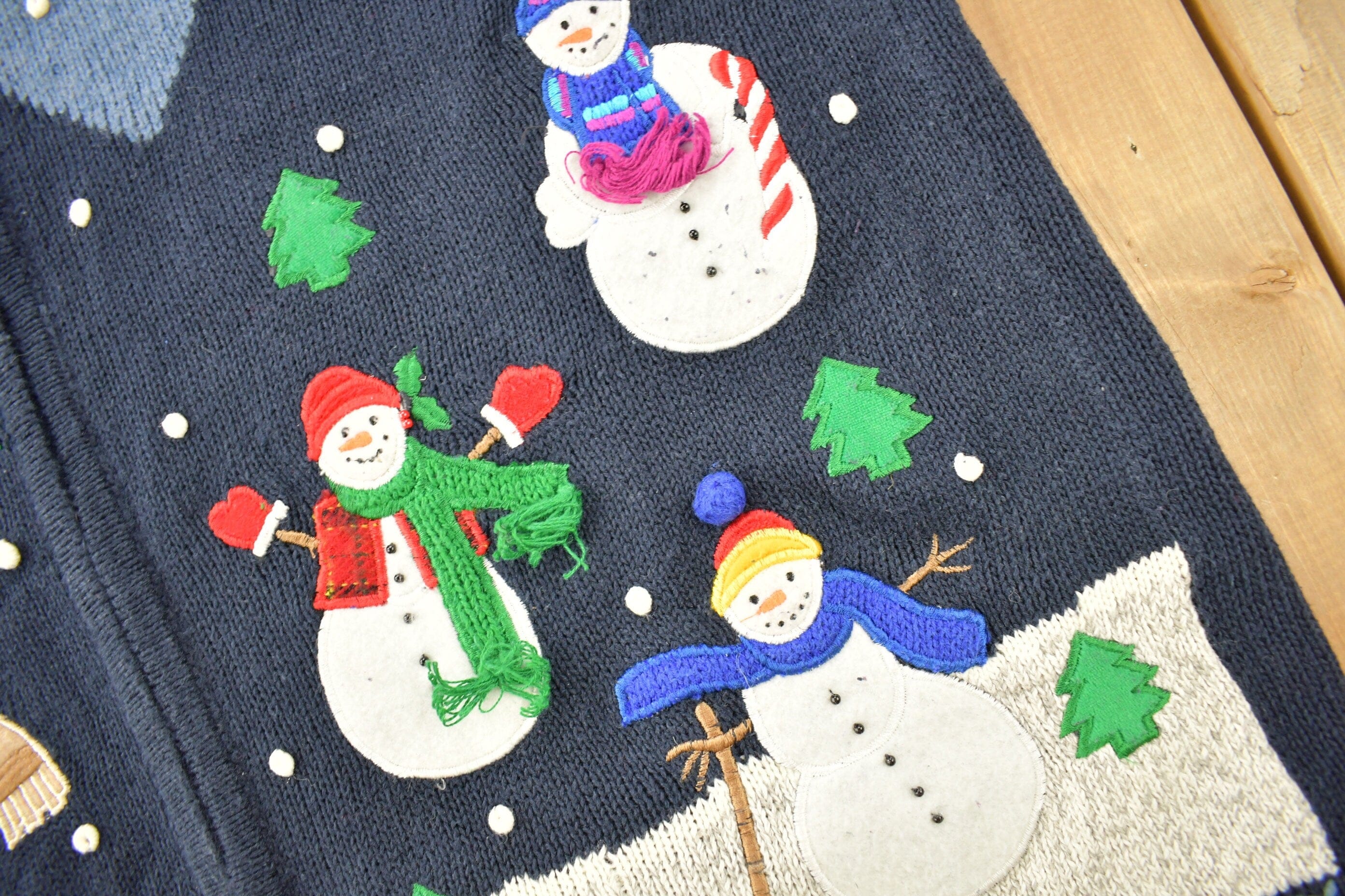 Vintage 1990s Christmas Theme Cut N Sew Sweater Men's Large - Image 5