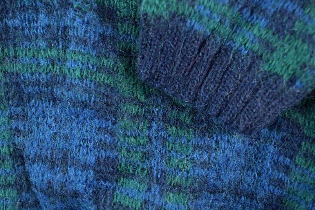 Vintage 1990s Christopher And Banks Mohair Knit Plaid Crewneck Sweater Women's M-L - Image 3