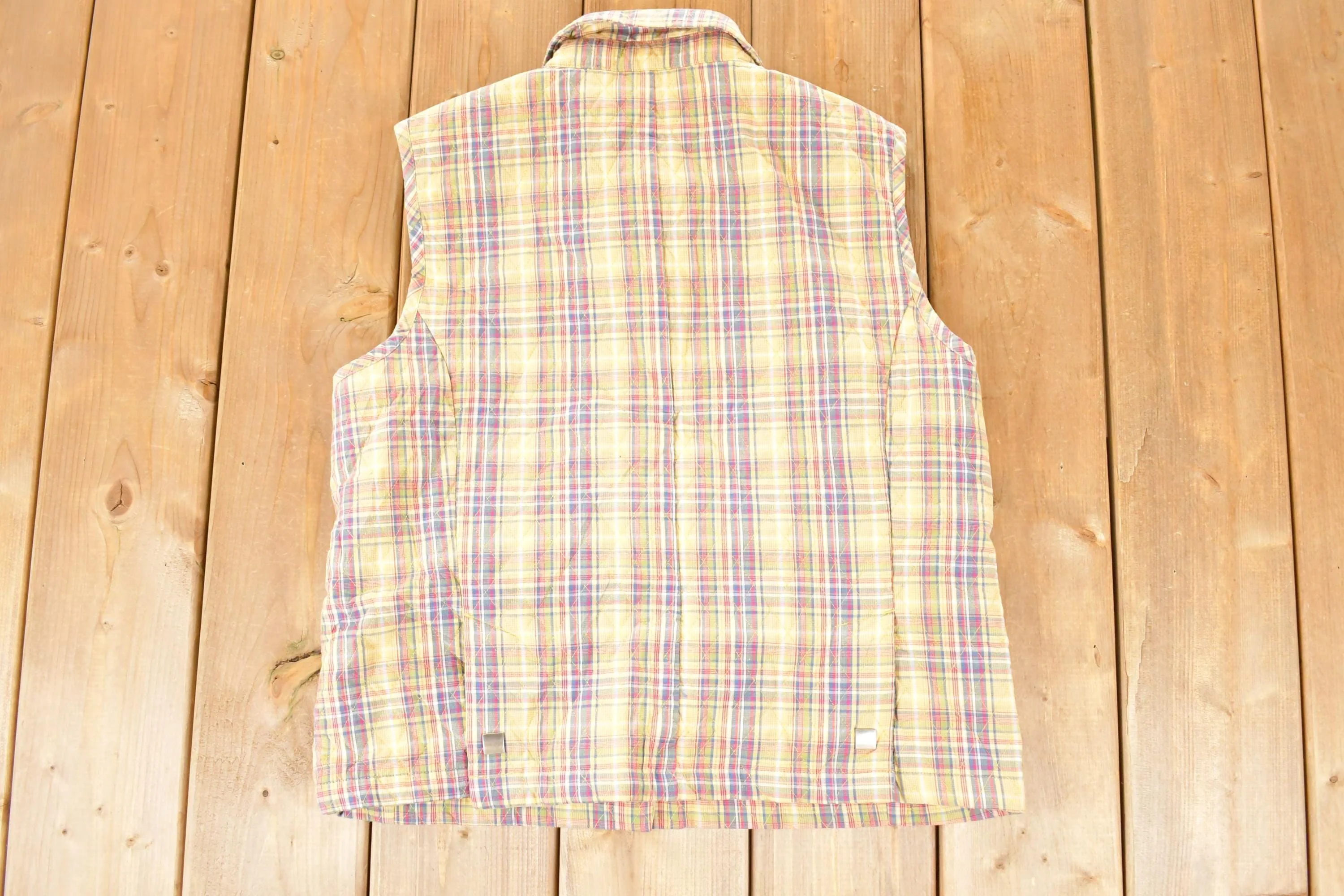 Vintage 1990s Christopher And Banks Plaid Lined Button Up Vest Men's M - Image 6