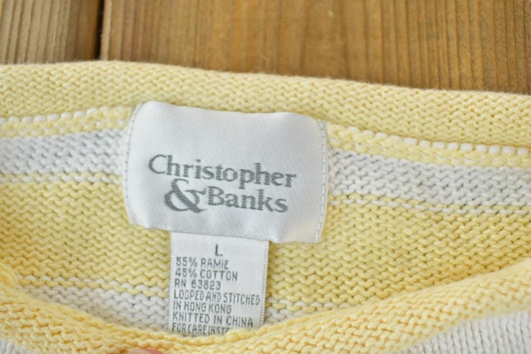 Vintage 1990s Christopher And Banks Star Knit Abstract Pattern Crewneck Sweater Men's Large - Image 5