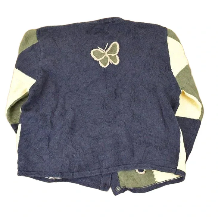 Vintage 1990s Christopher & Banks Abstract Butterfly Knit Cardigan Sweater Womens L - Image 2