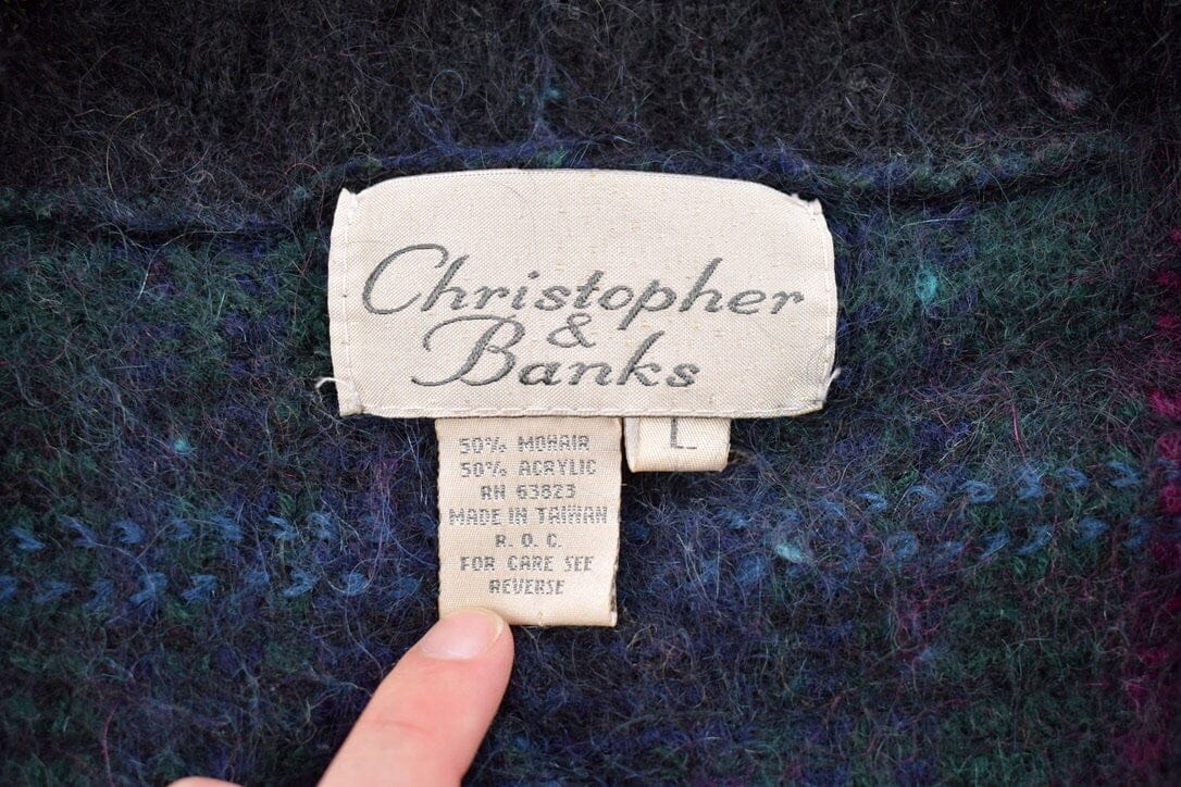 Vintage 1990s Christopher & Banks Mohair Knitted V-Neck Sweater Men's MMen's Medium - Image 3