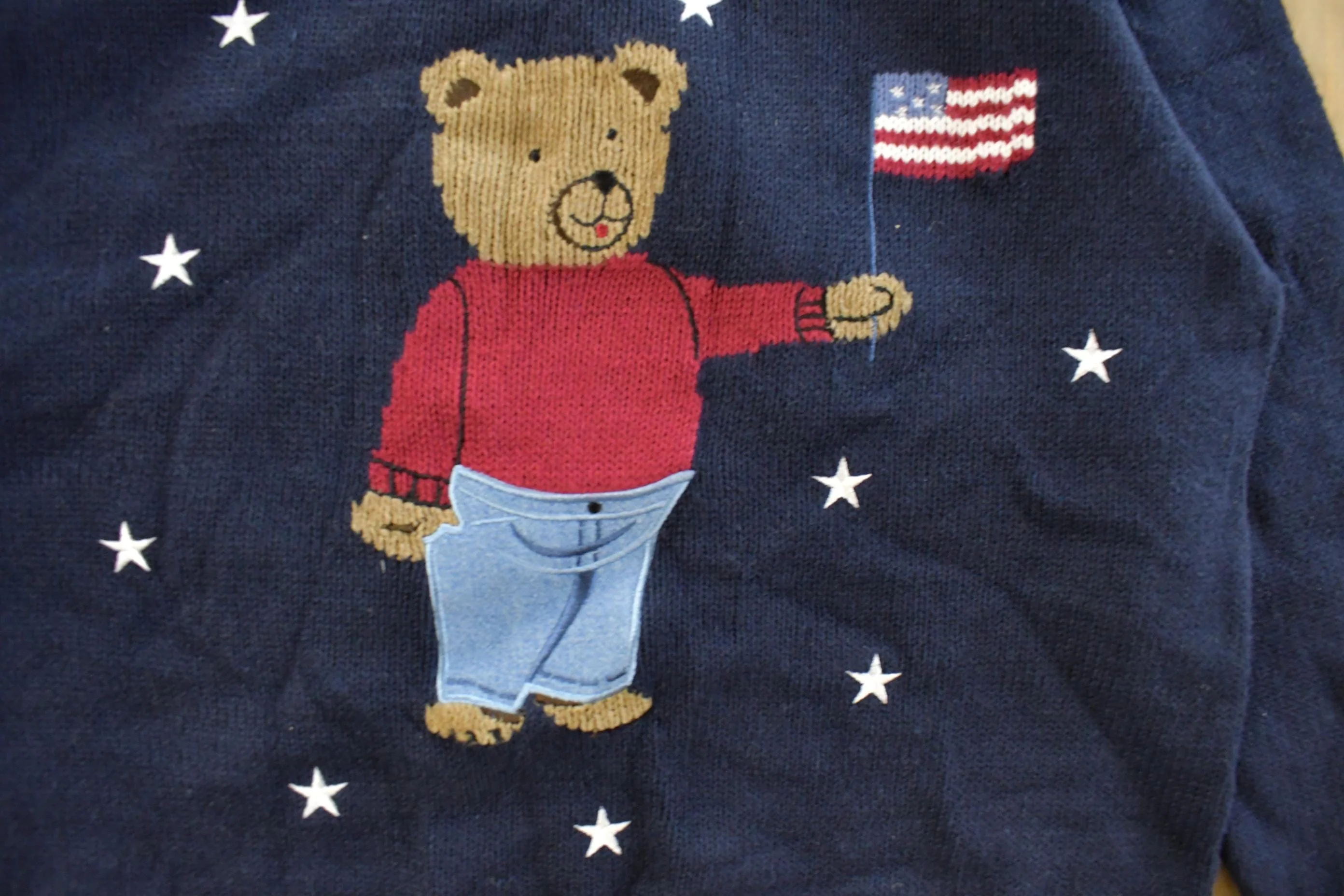 Vintage 1990s Christopher & Banks Teddy Bear USA Knit Crewneck Sweater Women's S - Image 4