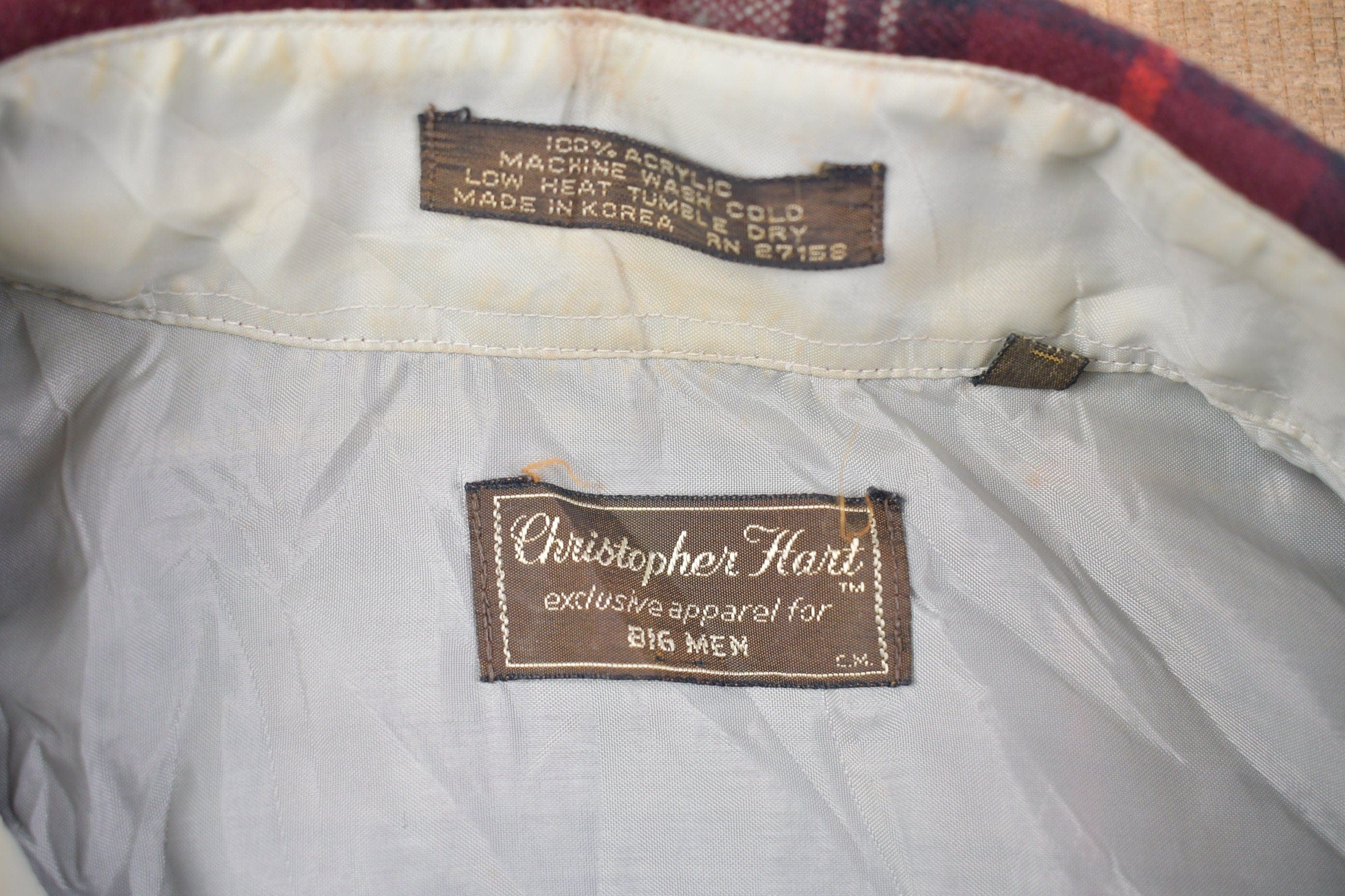 Vintage 1990s Christopher Heart Plaid Lined Button Up Shirt Men's XL - Image 3