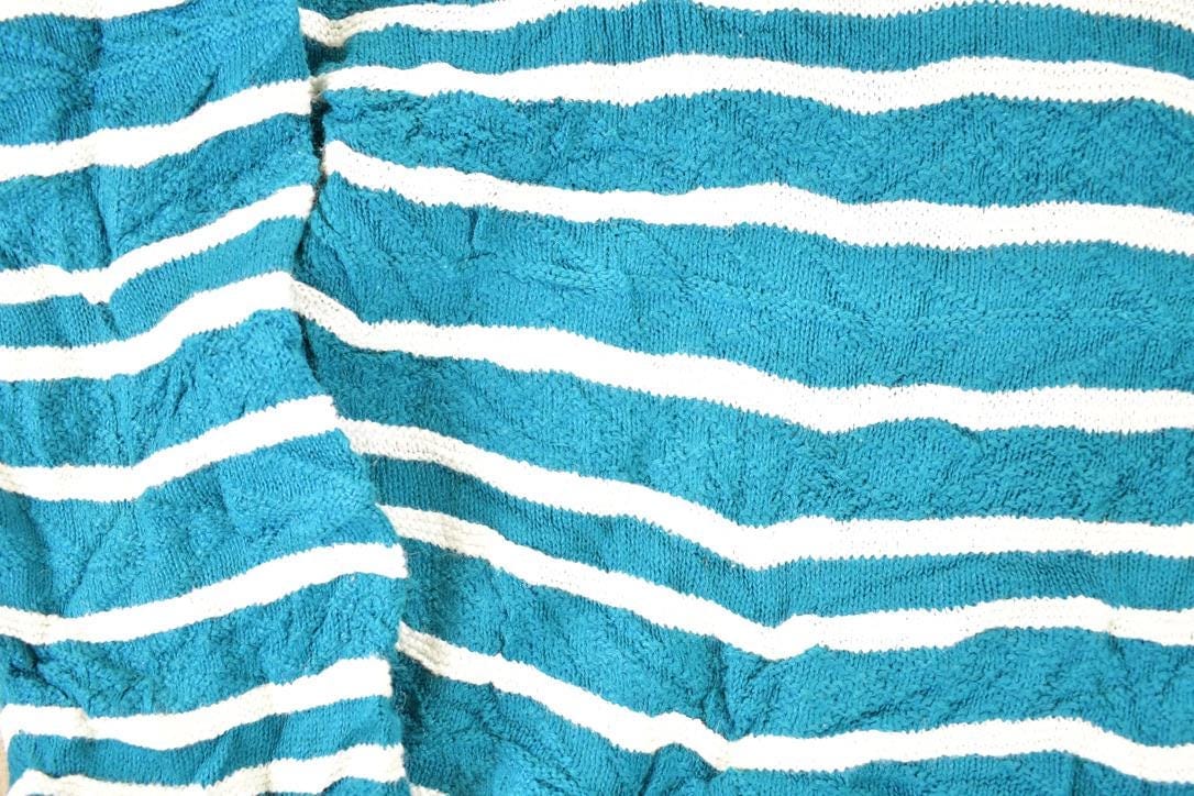 Vintage 1990s City Streets Striped Knit Crewneck Sweater Men's L - Image 3