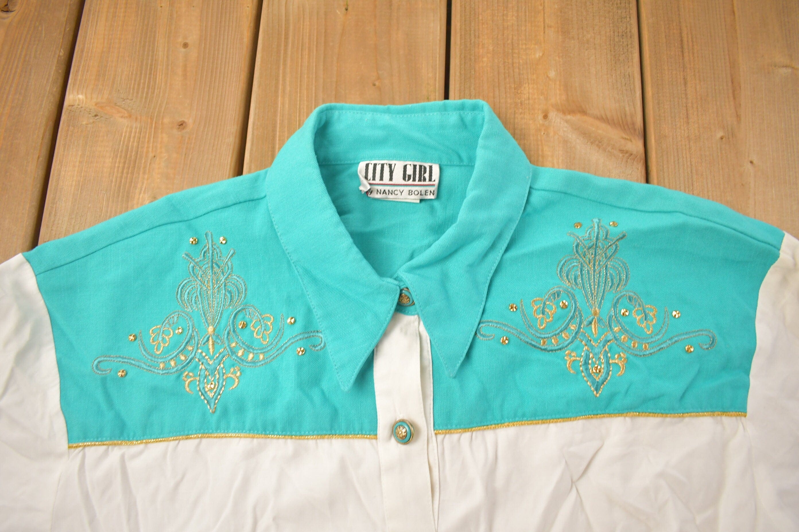 Vintage 1990s CityGirl Button Up Shirt Men's Medium - Image 3