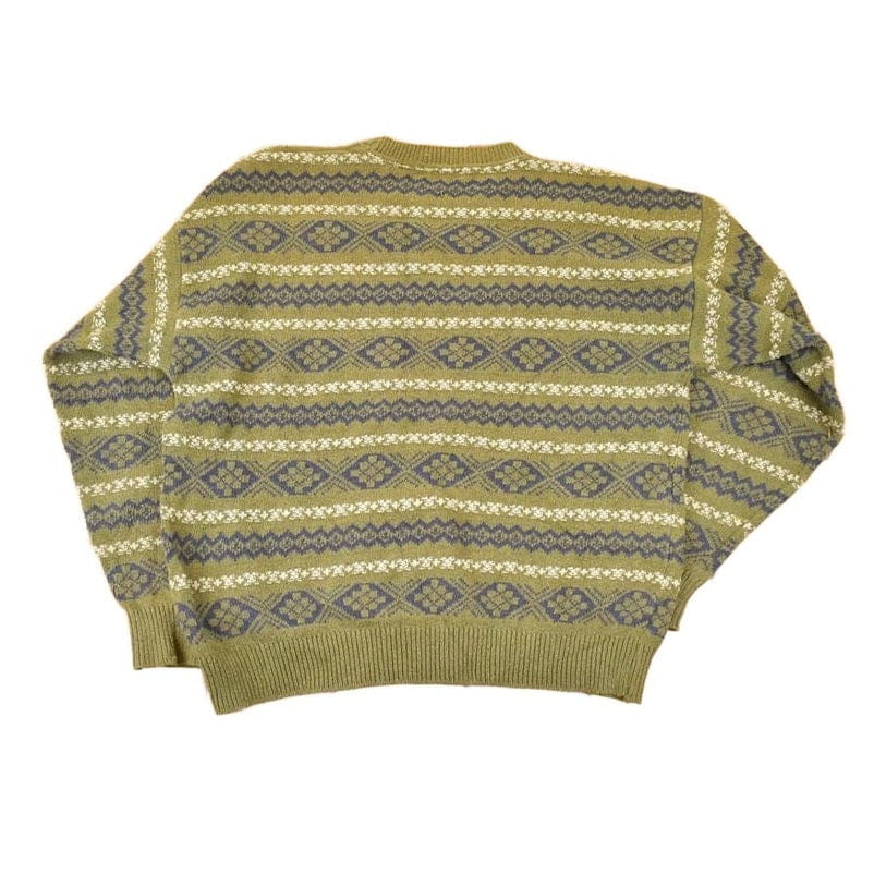 Vintage 1990s Claiborne Abstract Striped Knit Crewneck Sweater Women's XL - Image 2