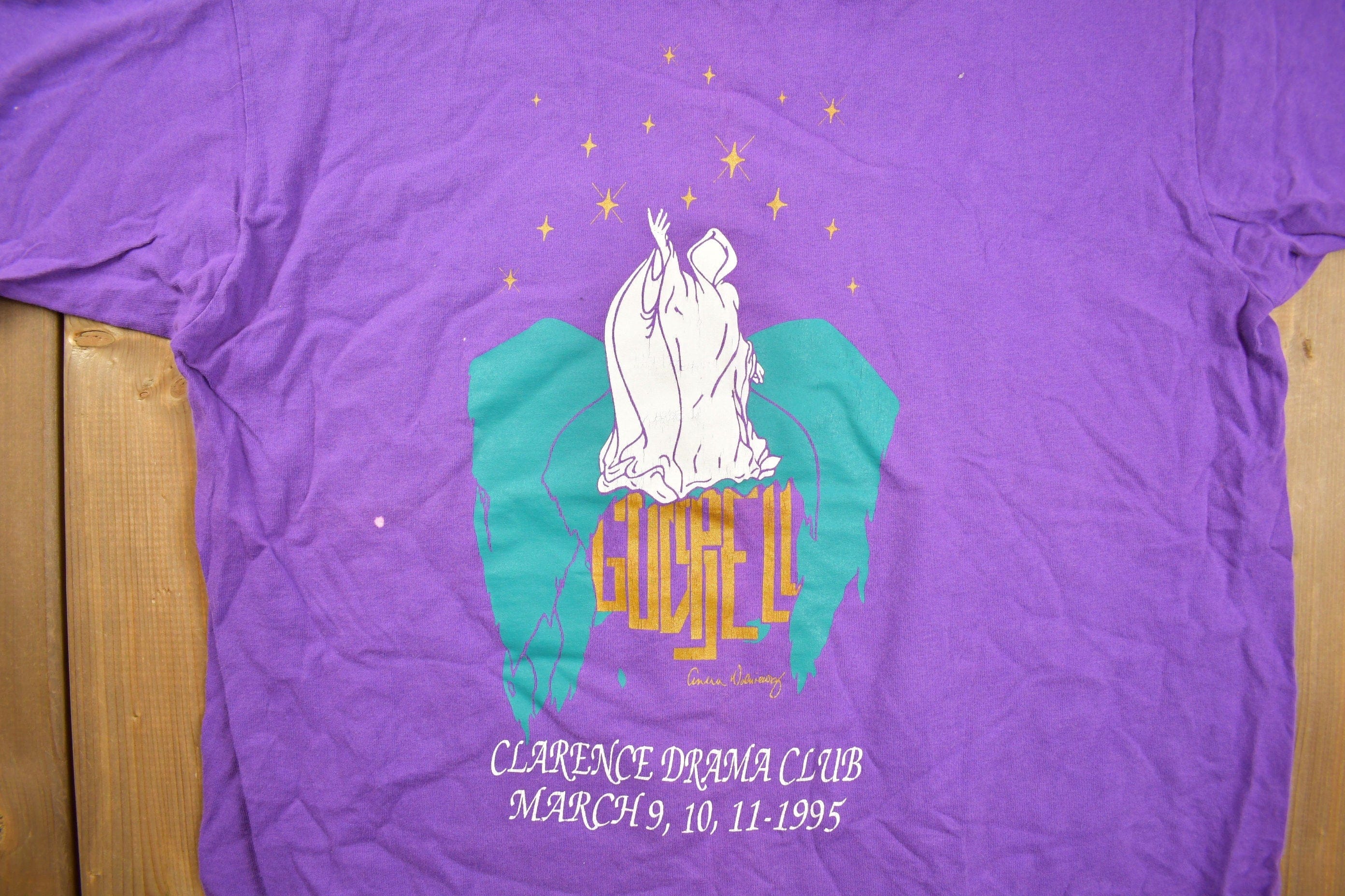 Vintage 1990s Clarence Drama Club Graphic T Shirt Men's Large - Image 4