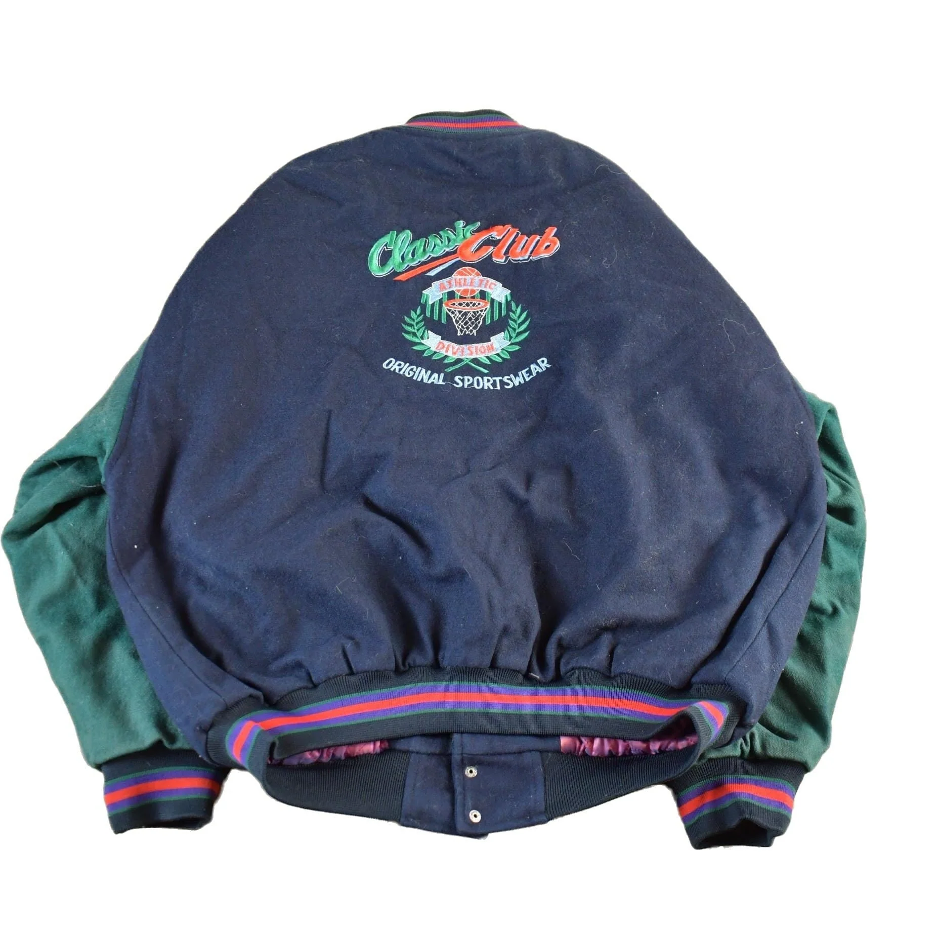 Vintage 1990s Classic Club Basketball Wool Varsity Jacket Men's Large - Image 2