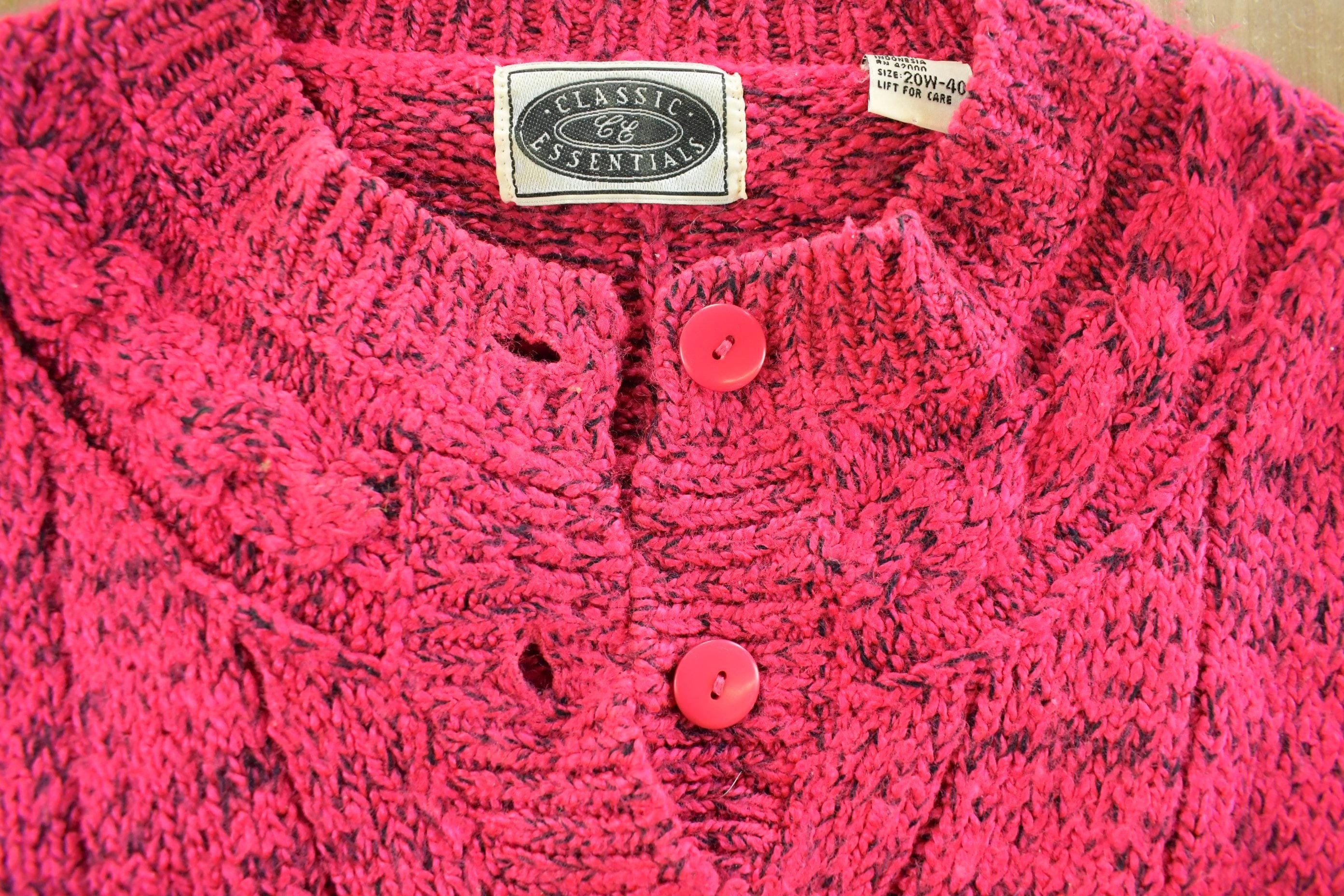 Vintage 1990s Classic Essentials Henley Knit Sweater Women's M - Image 4