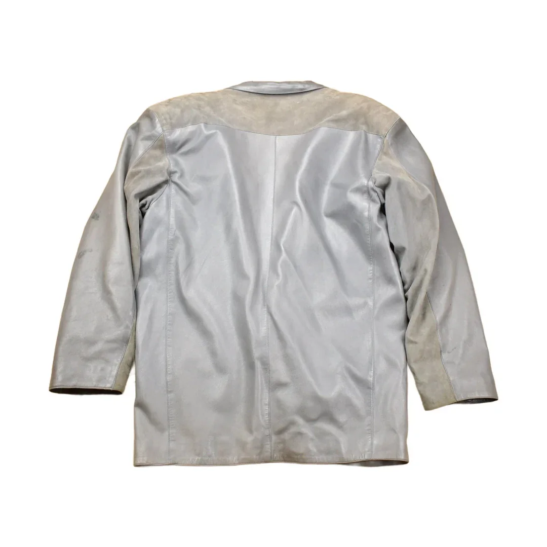 Vintage 1990s Claude Montana Ideal Cuir Leather Blazer Jacket Men's Large - Image 2