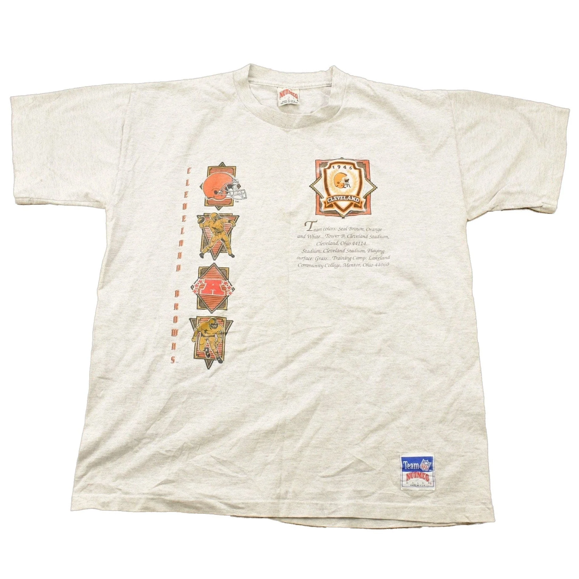 Vintage 1990s Cleveland Browns NFL Embroidered Nutmeg T-Shirt Men's XL