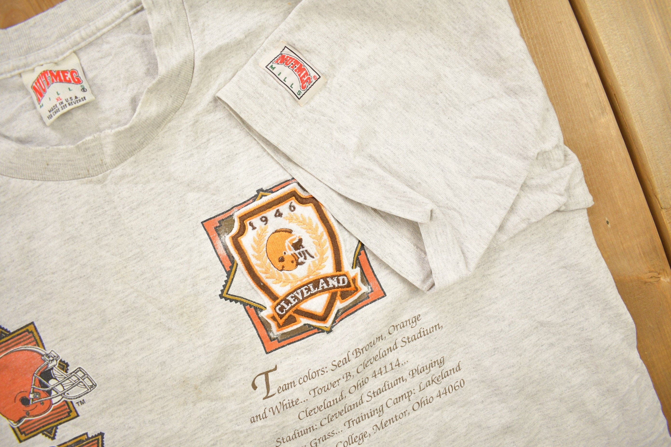 Vintage 1990s Cleveland Browns NFL Embroidered Nutmeg T-Shirt Men's XL - Image 3