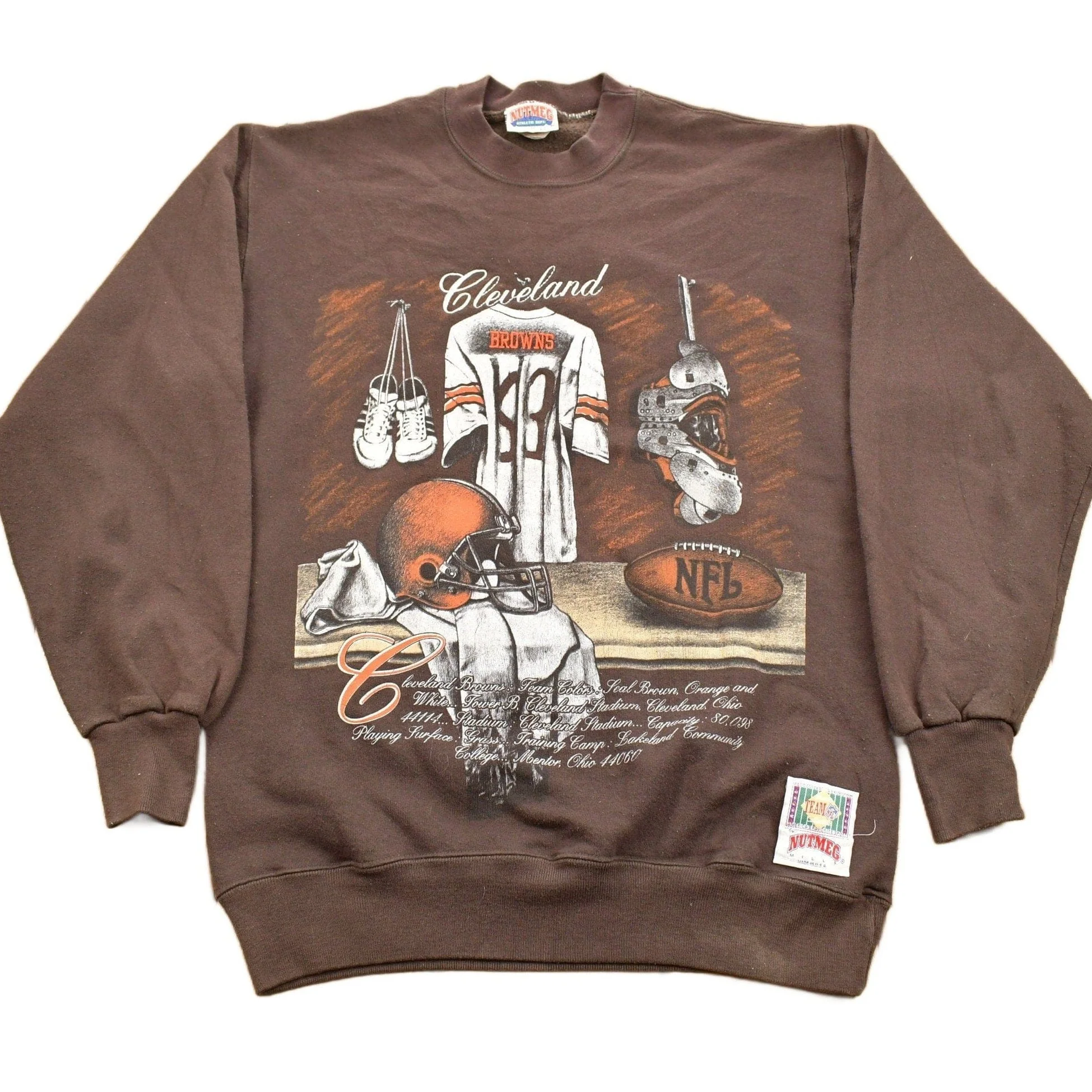 Vintage 1990S Cleveland Browns NFL Nutmeg Locker Room Crewneck Sweatshirt