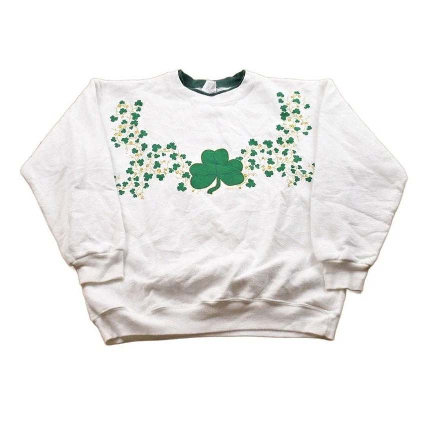 Vintage 1990s Clover Theme Crewneck Sweatshirt Men's Small