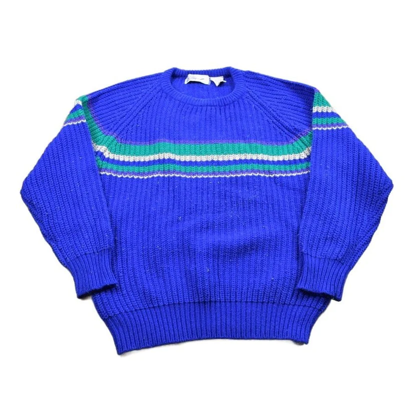 Vintage 1990s Club Europe Knitted Crewneck Sweater Men's Medium