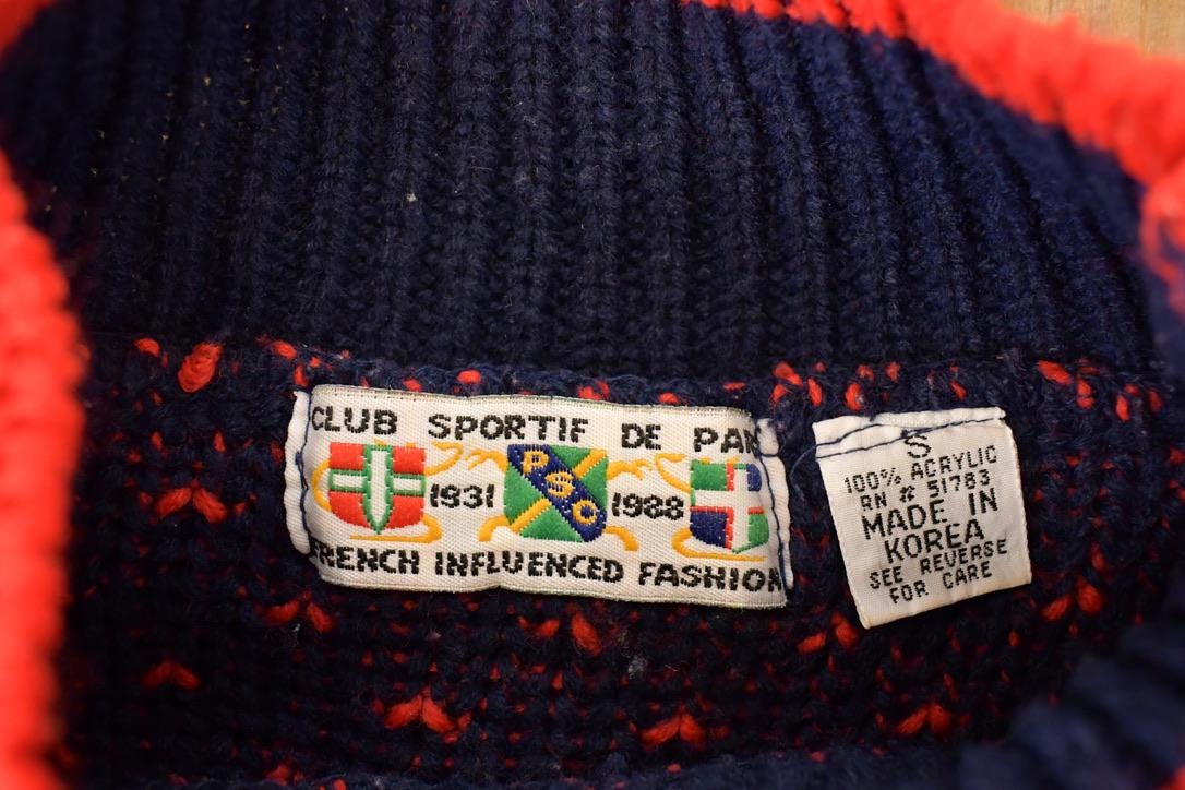 Vintage 1990s Club Sportif Mini Heart Knit Crewneck Sweater Women's Cropped L - Image 4