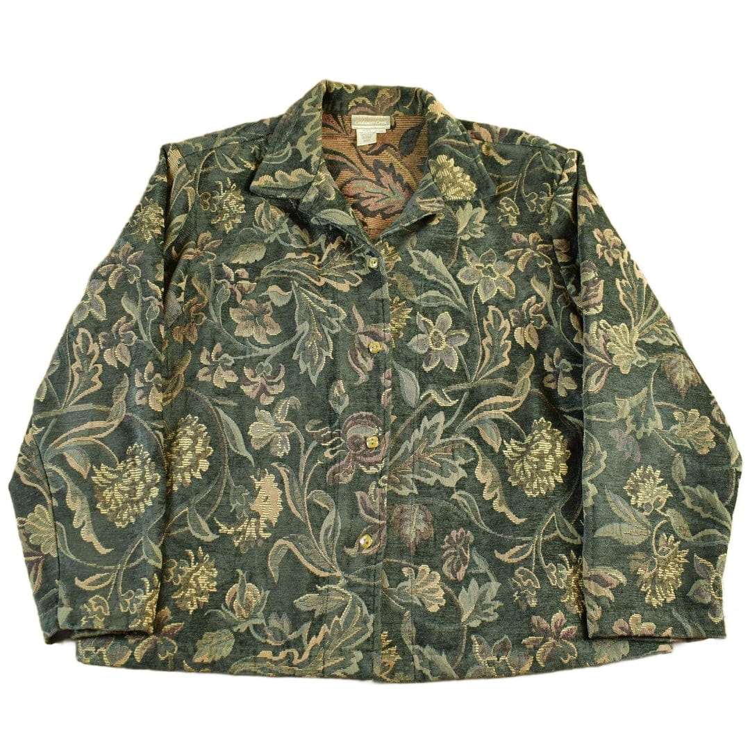 Vintage 1990s Coldwater Creek All Over Print Floral Tapestry Blazer Jacket Women's 1X