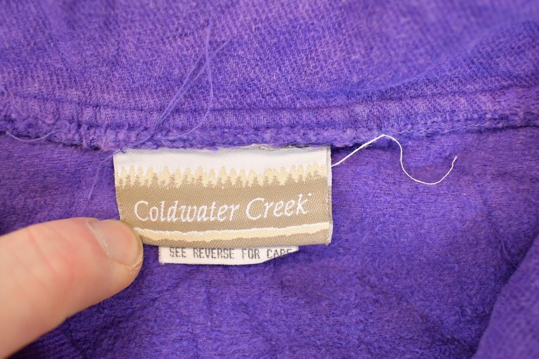 Vintage 1990s Coldwater Creek Large Snowflake Graphic Print Quarter Zip Sweatshirt Men's L - Image 4