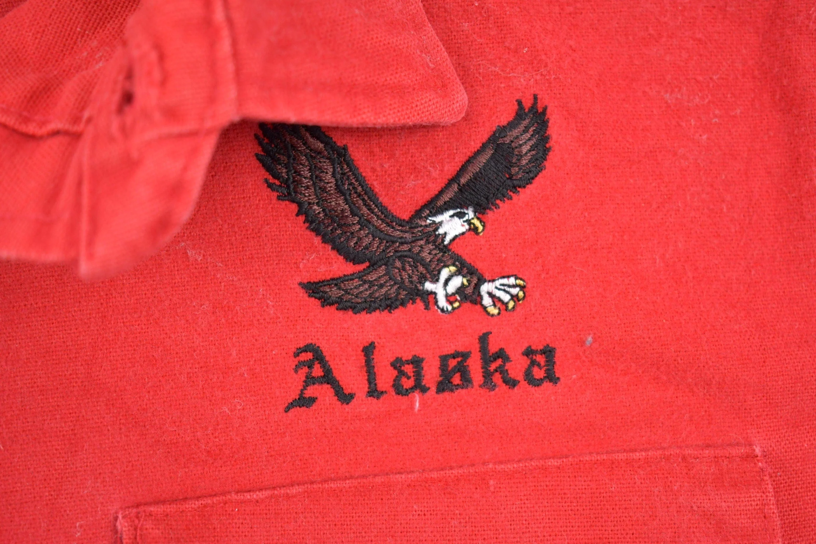 Vintage 1990s College House Alaska Embroidered Eagle Button Up Shirt Men's XL - Image 3