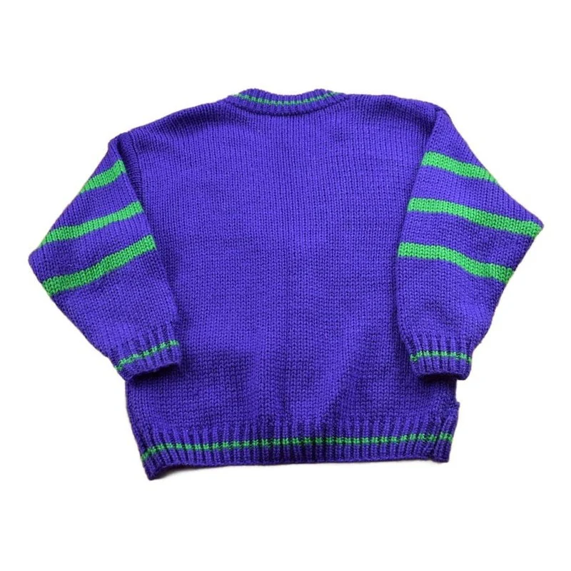 Vintage 1990s Colourful Abstract Knitted Cardigan Sweater Men's Small - Image 2