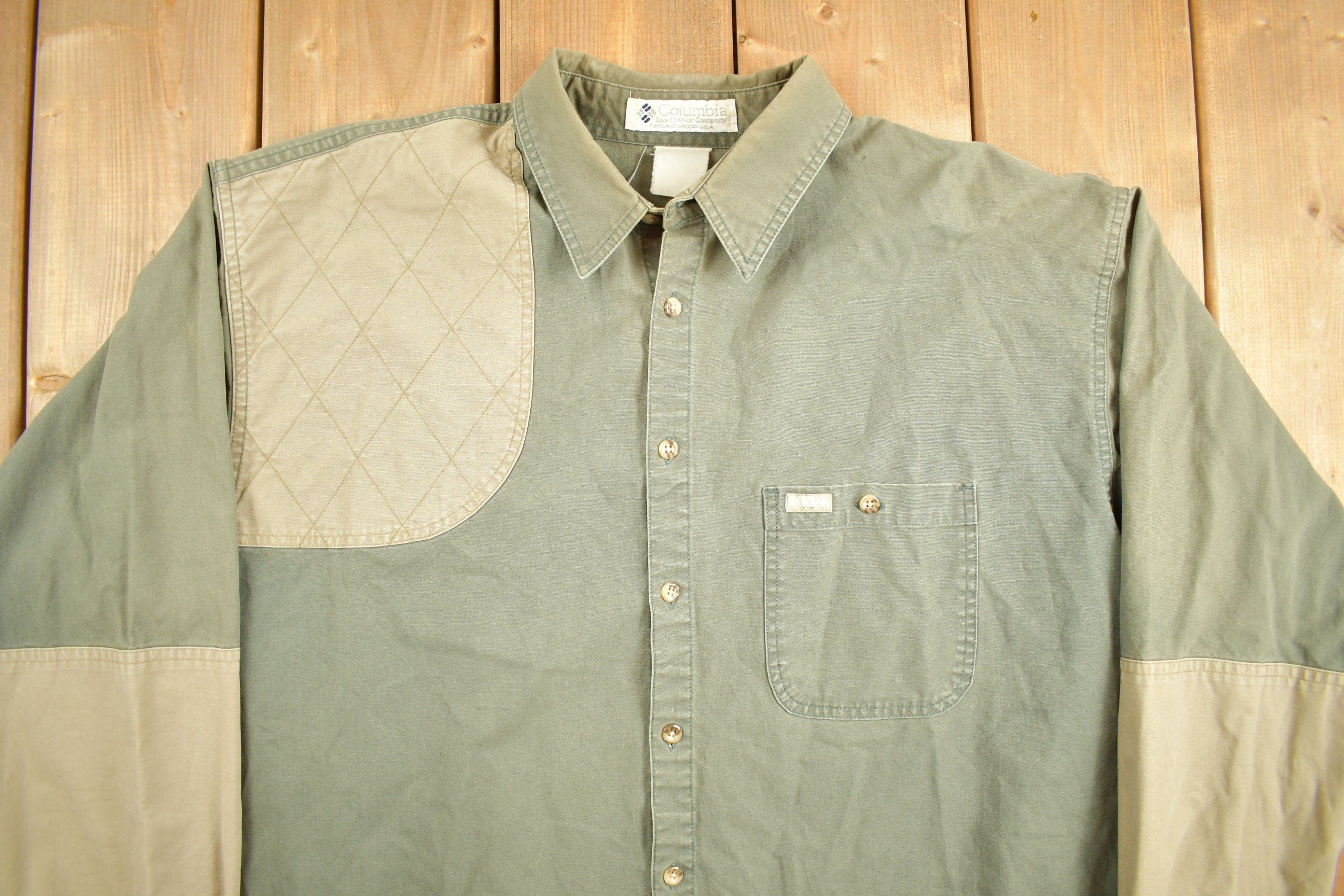 Vintage 1990s Columbia Green Button Up Shirt Men's XL - Image 3