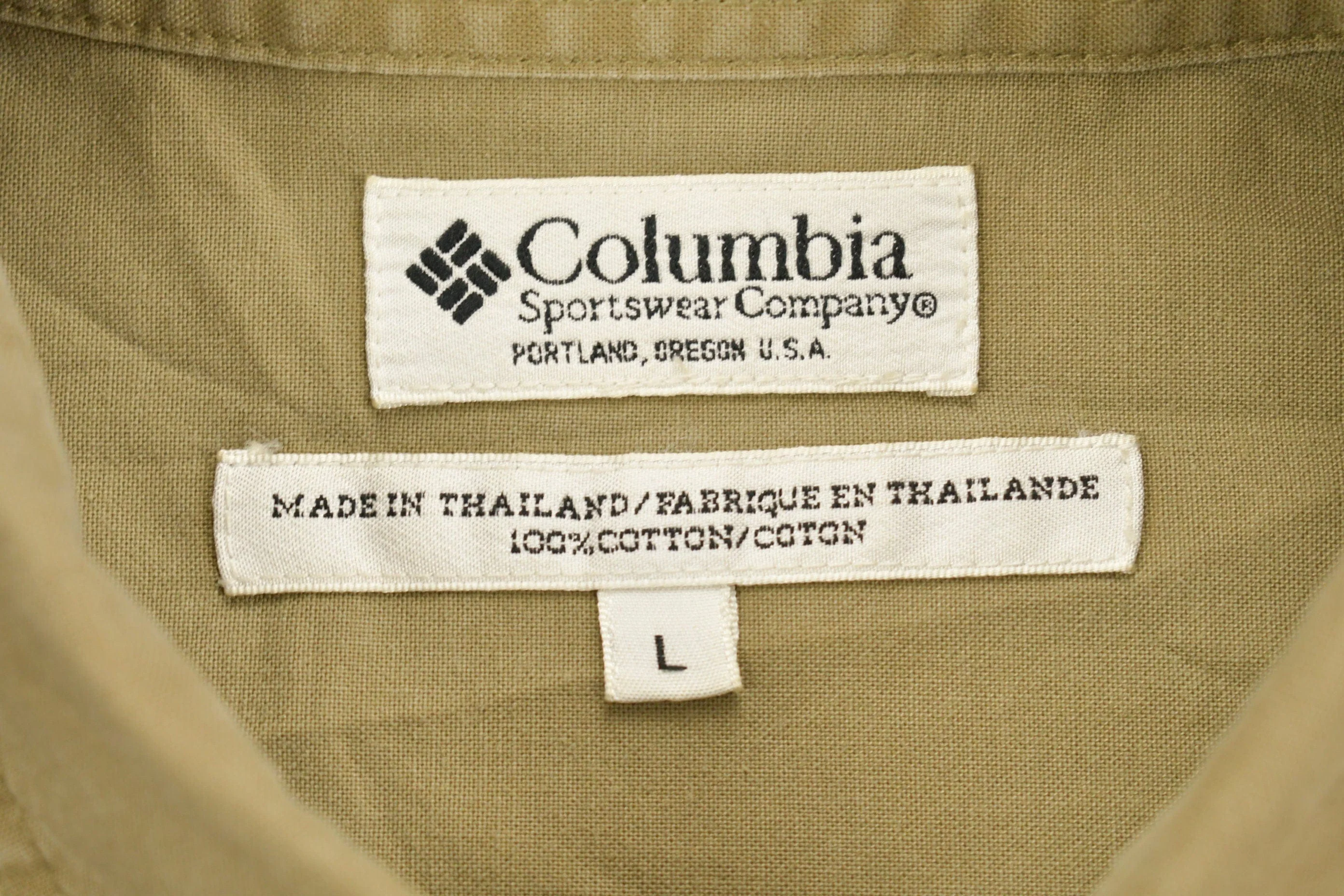 Vintage 1990s Columbia Green Khaki Button Up Shirt Men's XL - Image 8