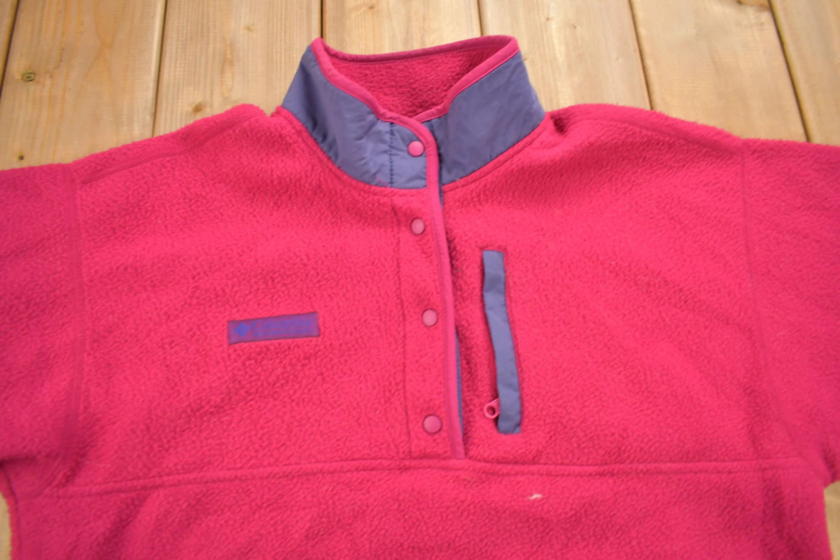 Vintage 1990s Columbia Pink T Snap Fleece Sweatshirt - Image 4