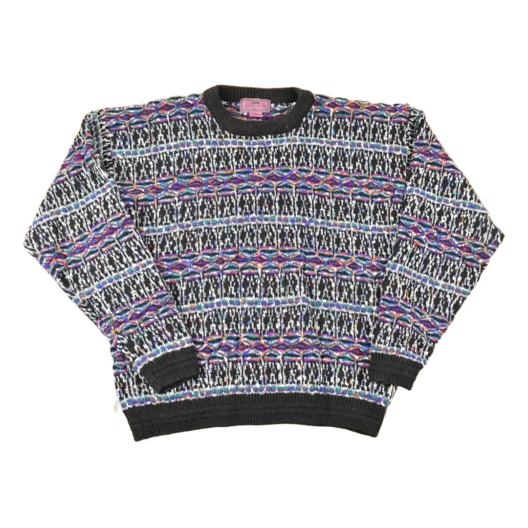 Vintage 1990s Concrete Abstract Knit Crewneck Sweater Mens L