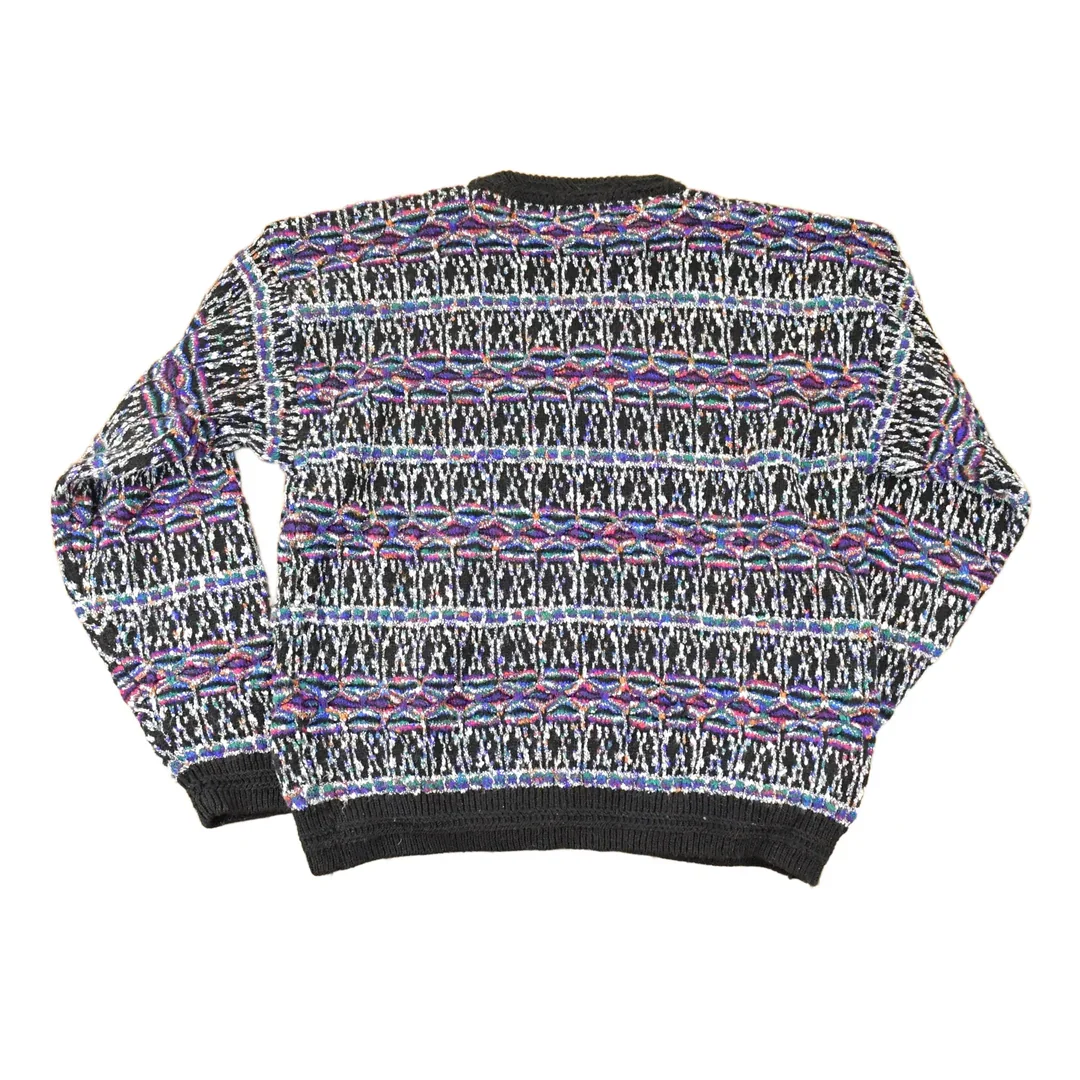 Vintage 1990s Concrete Abstract Knit Crewneck Sweater Mens L - Image 2