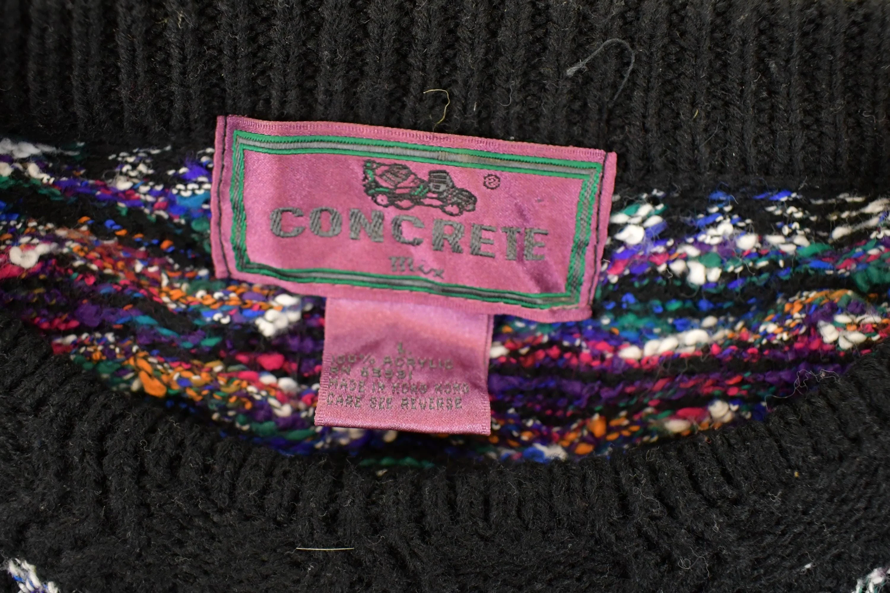 Vintage 1990s Concrete Abstract Knit Crewneck Sweater Mens L - Image 4