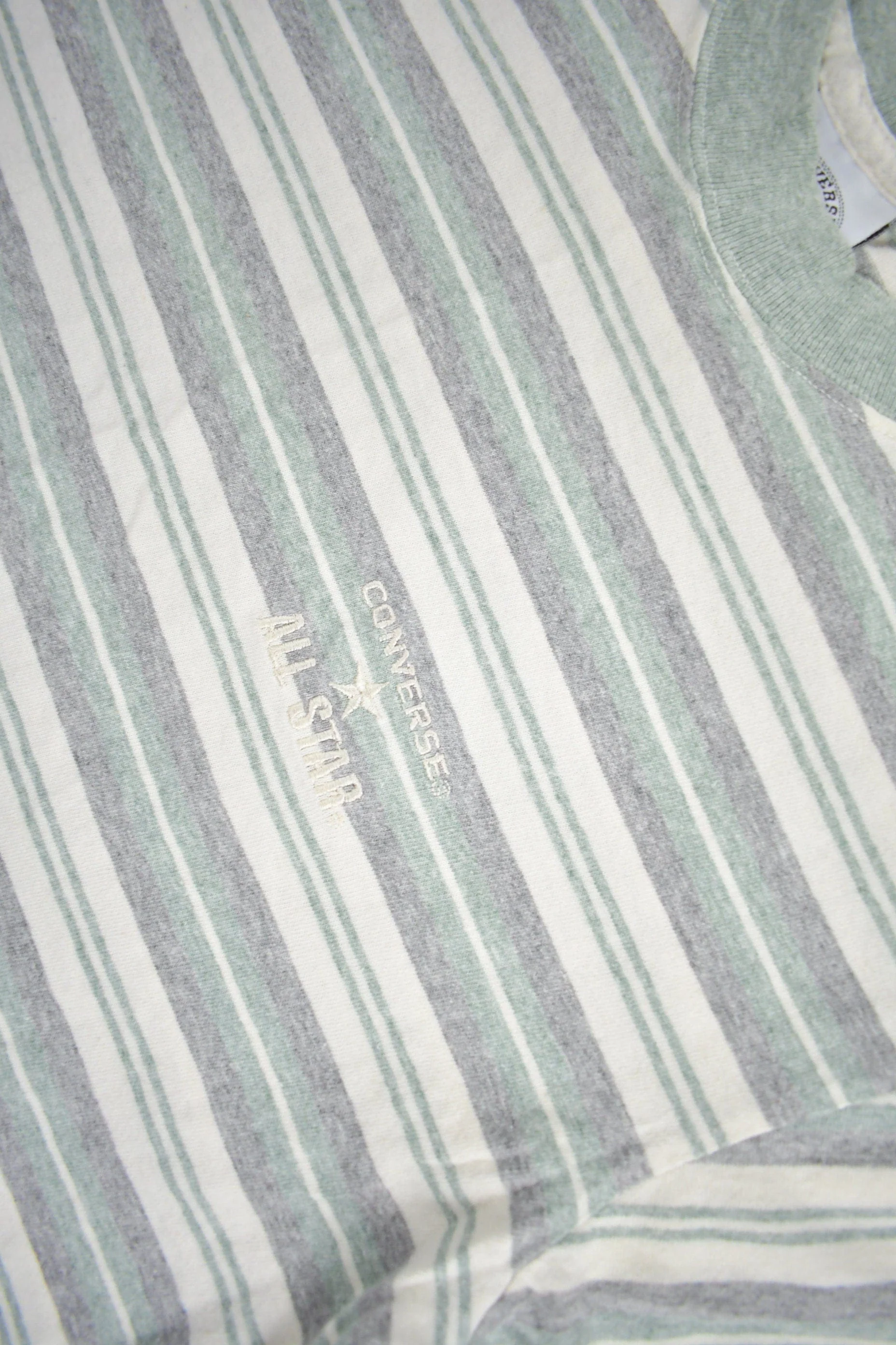 Vintage 1990s Converse All Star Embroidered Striped T Shirt Men's Small - Image 3
