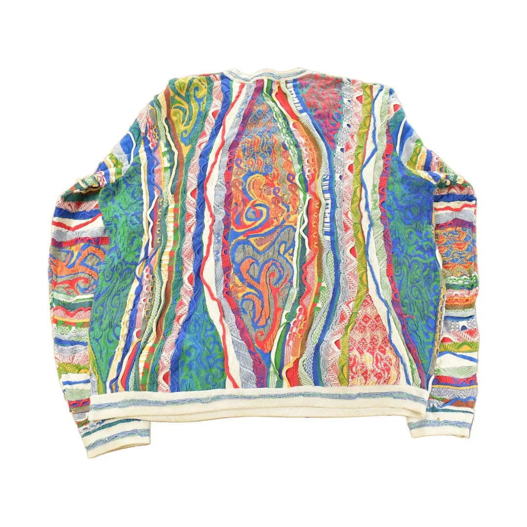 Vintage 1990s Coogi 3D Knit Abstract Crewneck Sweater Men's 2XL - Image 2