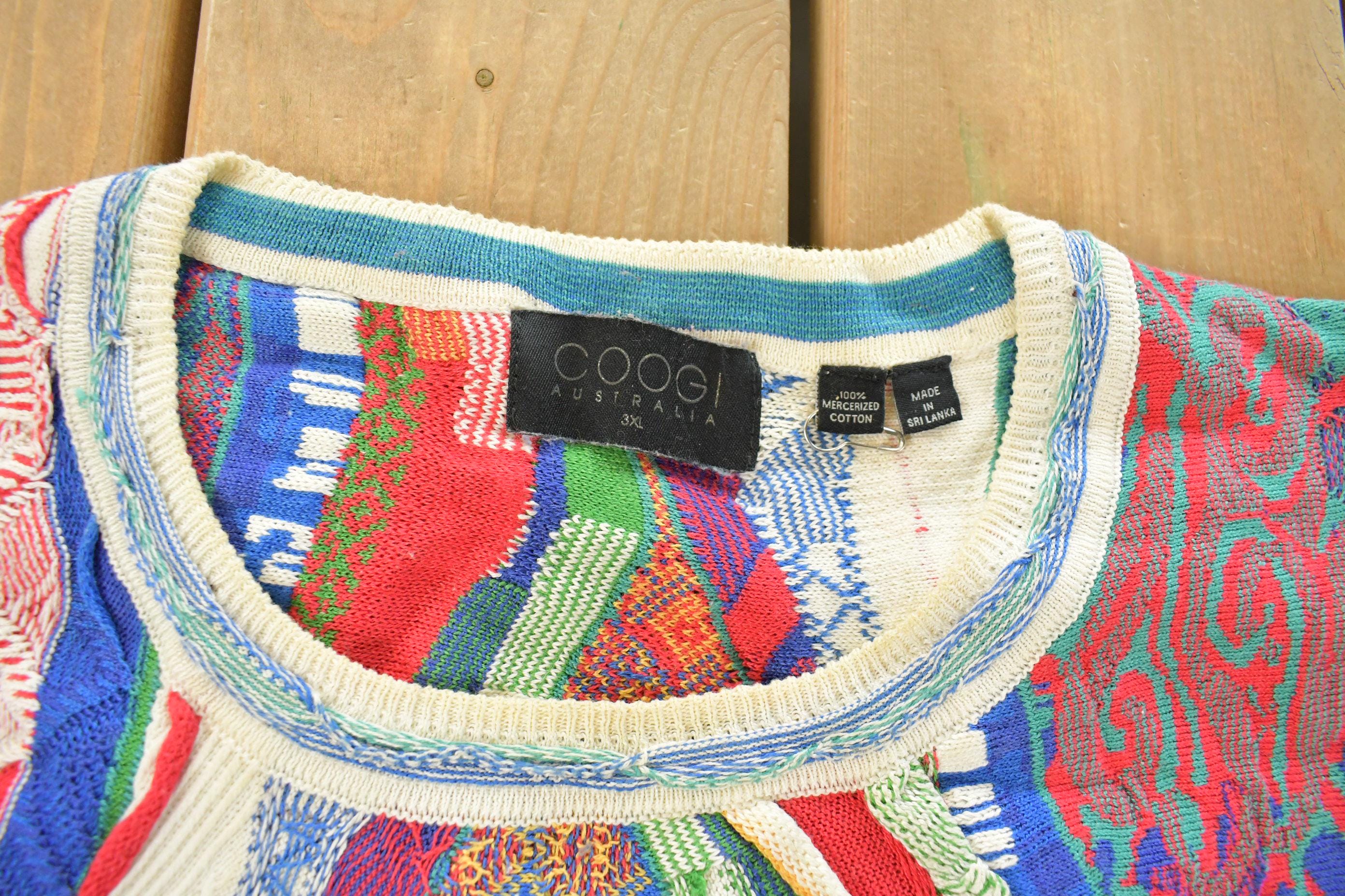 Vintage 1990s Coogi 3D Knit Abstract Crewneck Sweater Men's 2XL - Image 5