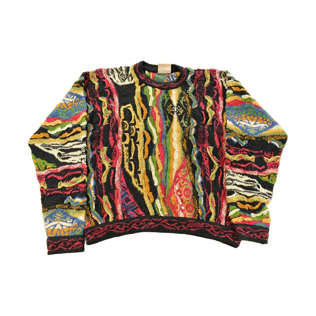 Vintage 1990s Coogi 3D Knit Abstract Crewneck Sweater Men's Large
