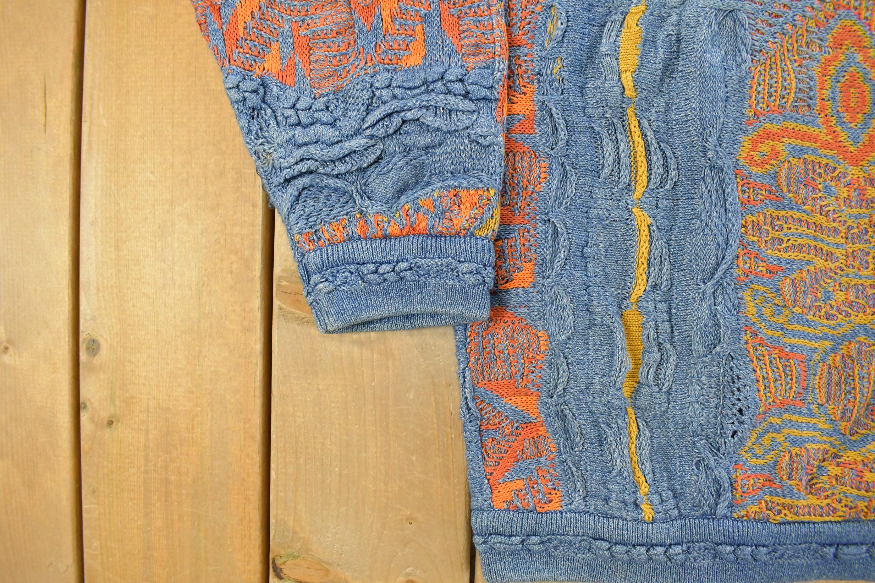 Vintage 1990s Coogi Blues 3D Abstract Knit Sweater Men's Medium - Image 3