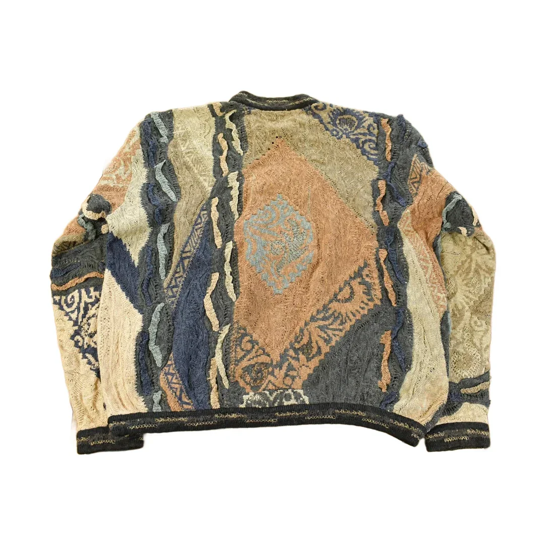 Vintage 1990s Coogi Classic 3D Knit Abstract Crewneck Sweater Men's Large - Image 2