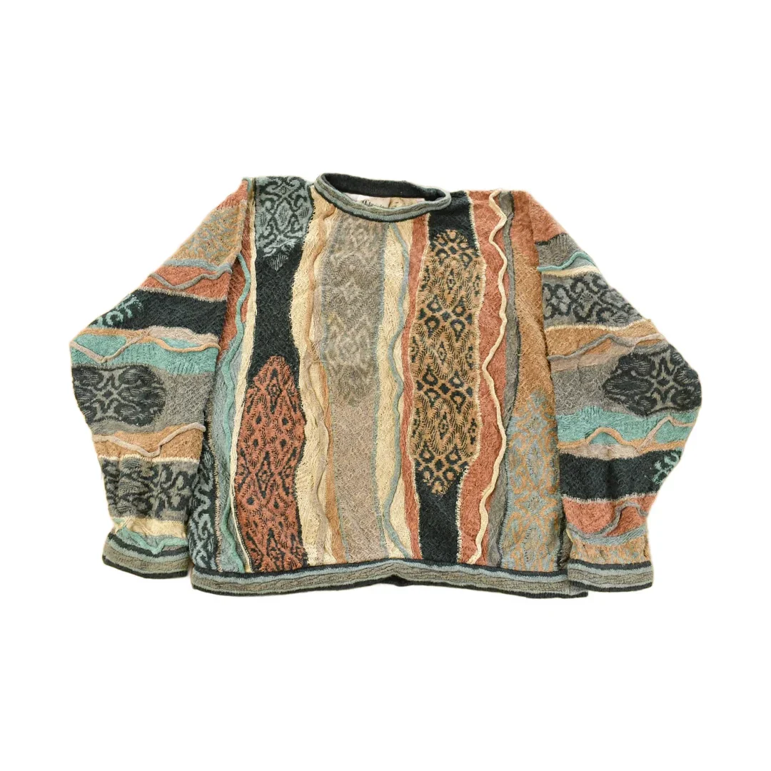 Vintage 1990s Coogi Classic 3D Knit Abstract Crewneck Sweater Men's Large