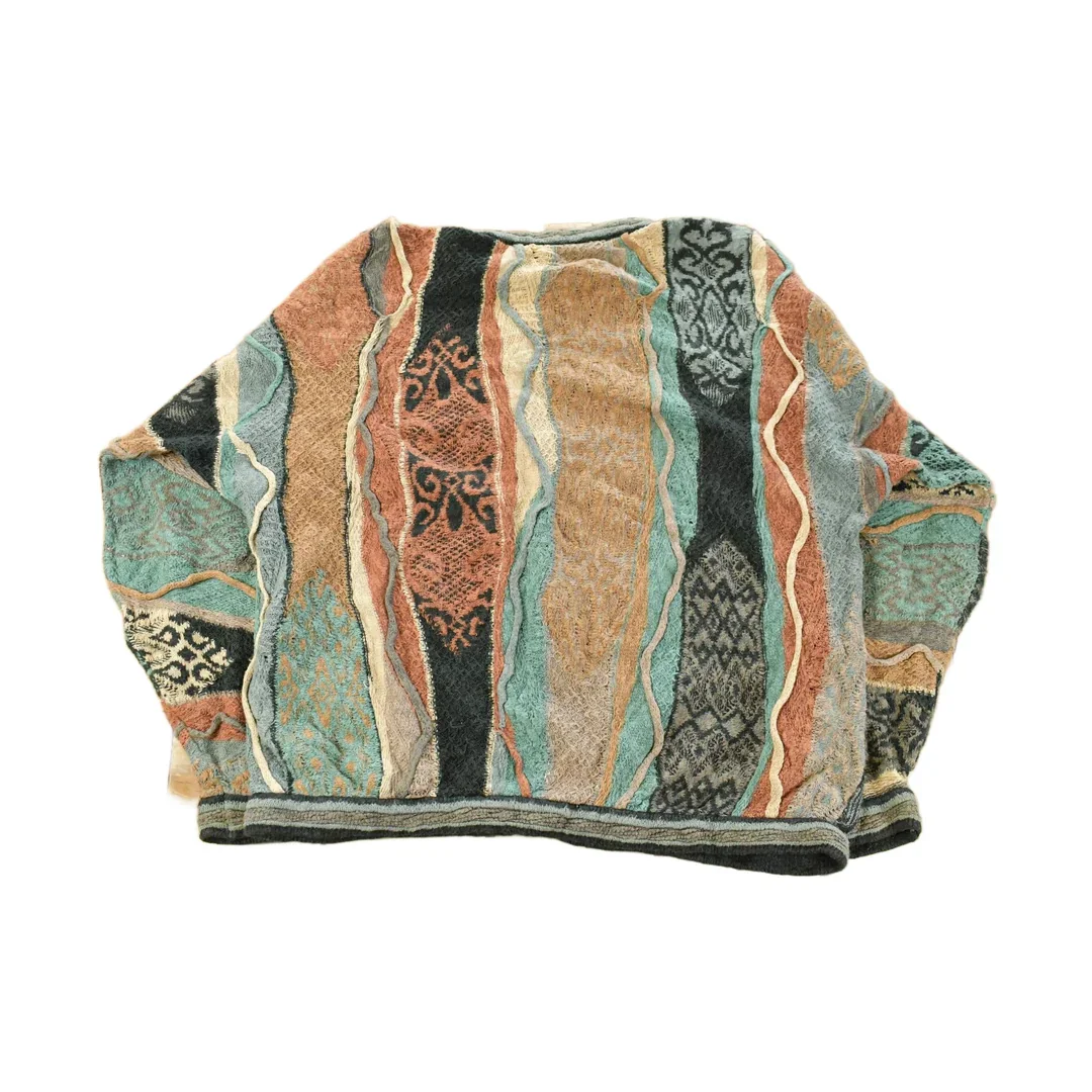 Vintage 1990s Coogi Classic 3D Knit Abstract Crewneck Sweater Men's Large - Image 2