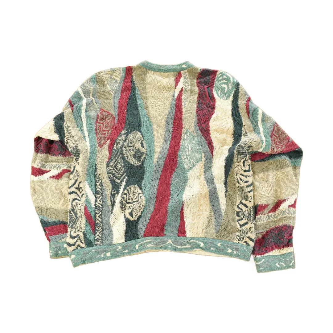 Vintage 1990s Coogi Classic 3D Knit Abstract Crewneck Sweater Men's XL - Image 2