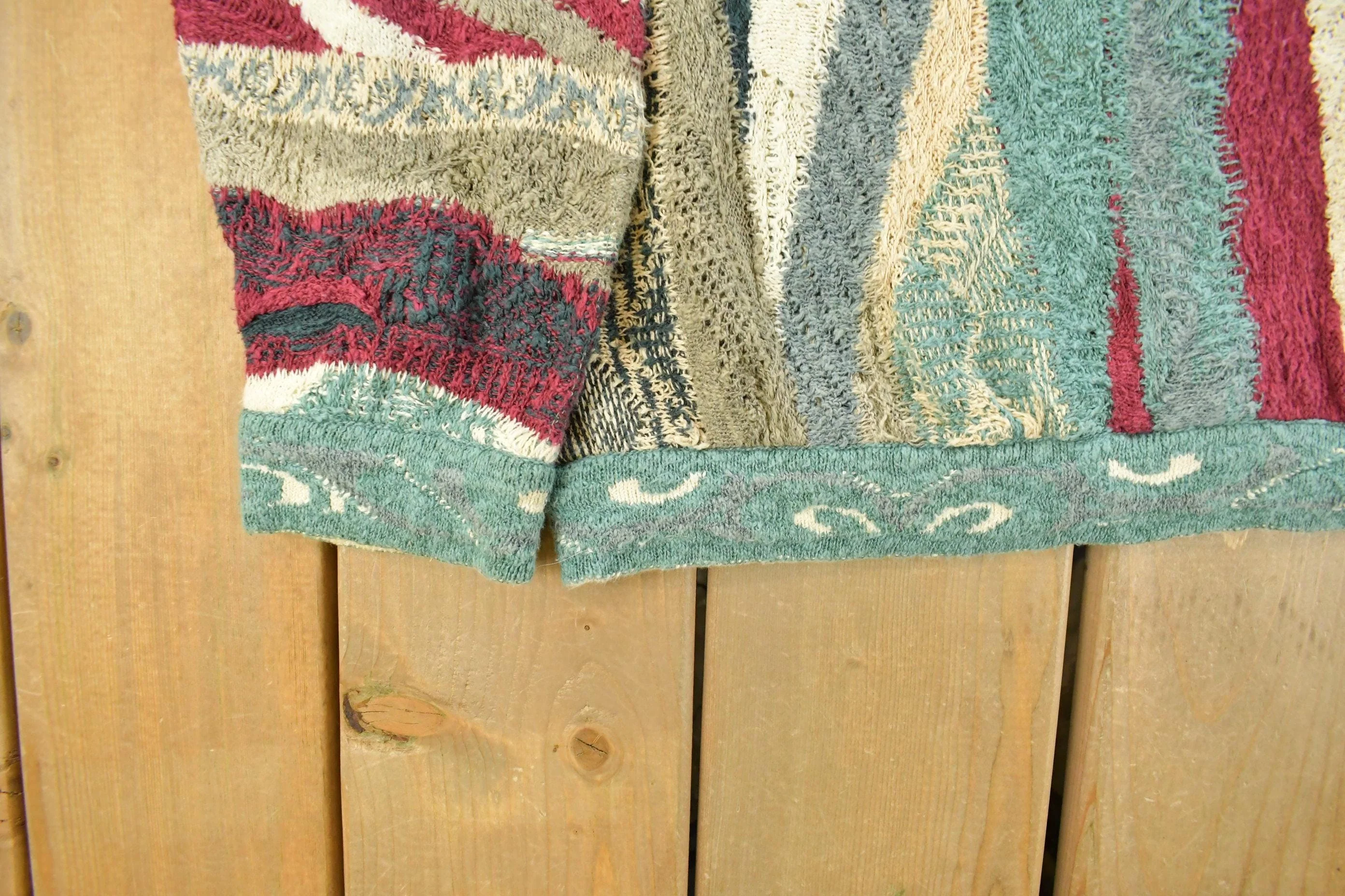 Vintage 1990s Coogi Classic 3D Knit Abstract Crewneck Sweater Men's XL - Image 3