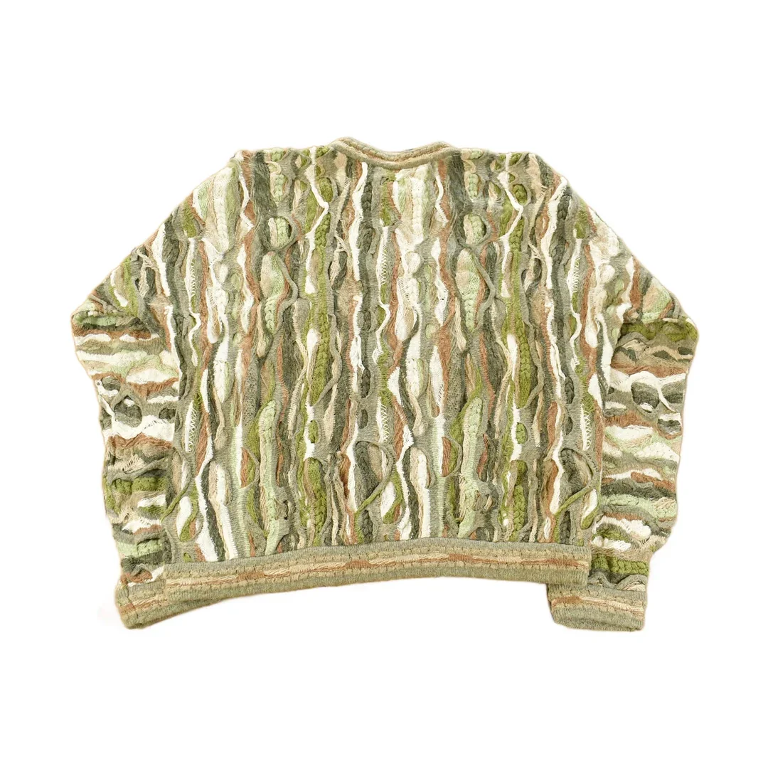 Vintage 1990s Coogi Classic 3D Knit Abstract Crewneck Sweater Men's XL - Image 2
