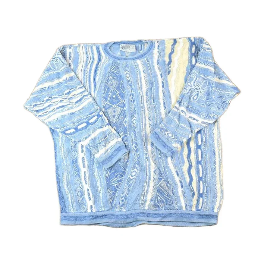 Vintage 1990s Coogi Made In Australia 3D knit 100% Cotton Abstract Pattern Crewneck Sweater Men's 2XL